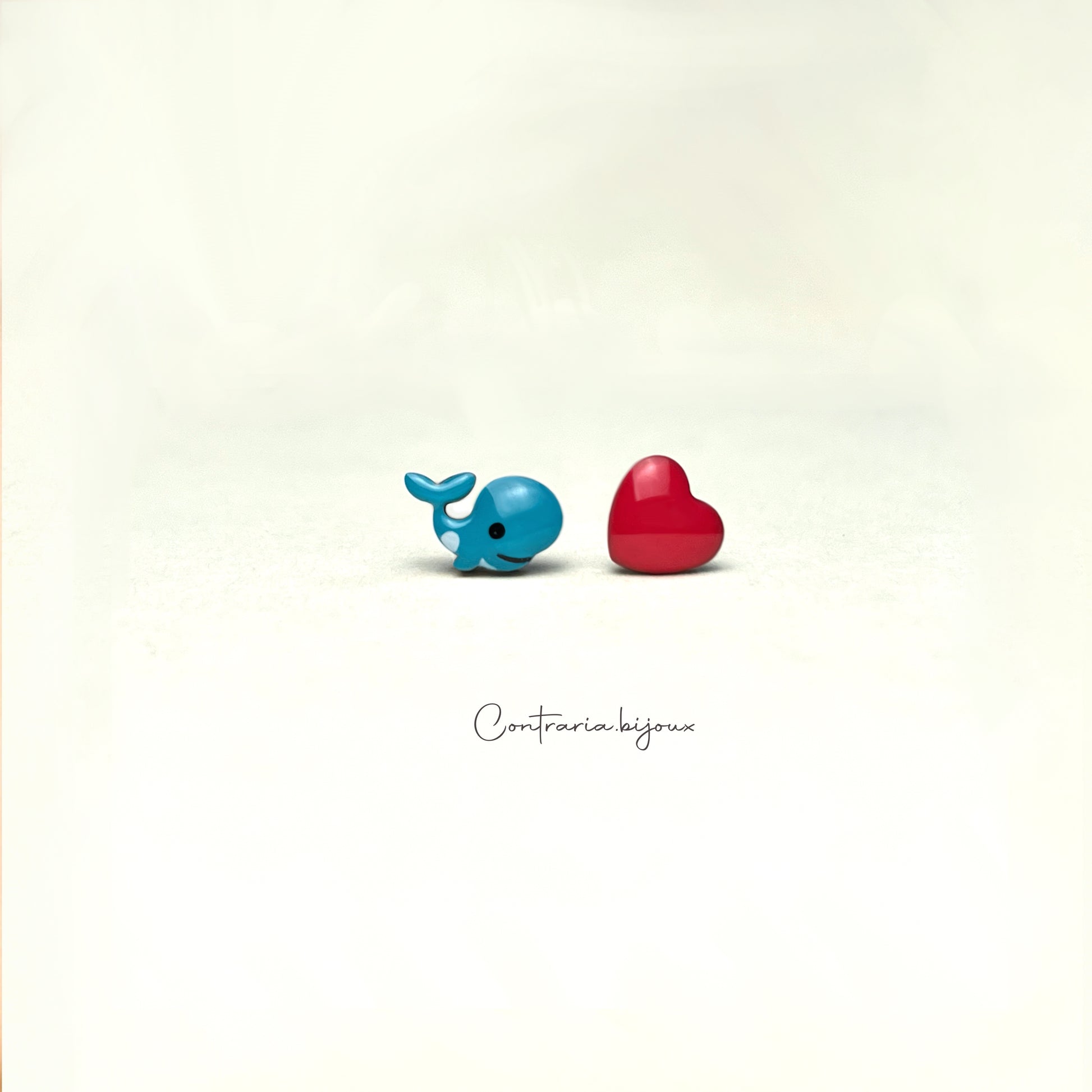 Orecchini cuore e Balena / cuore e uccellino /  cuore e Cane - ContrariaBijoux