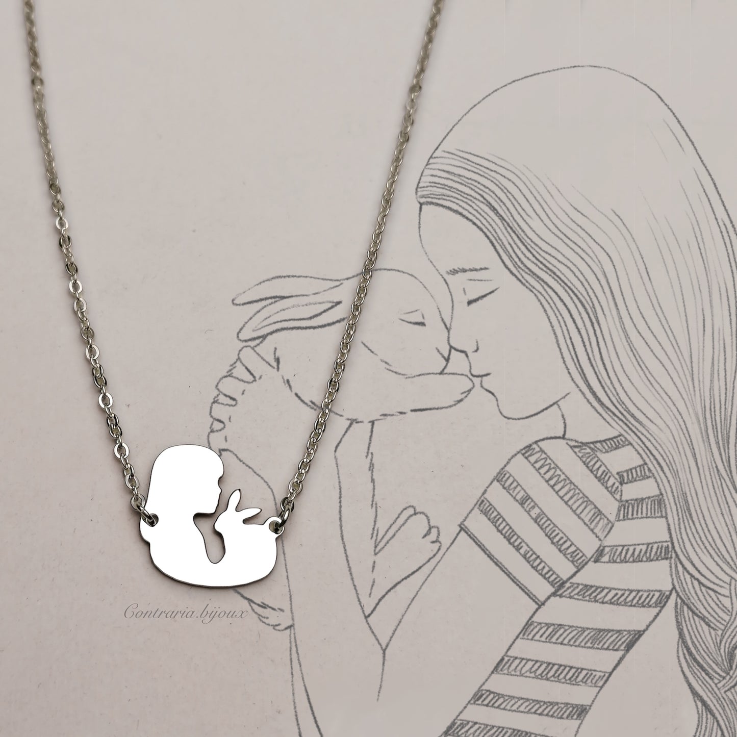 Collana con Coniglio e Ragazza - ContrariaBijoux