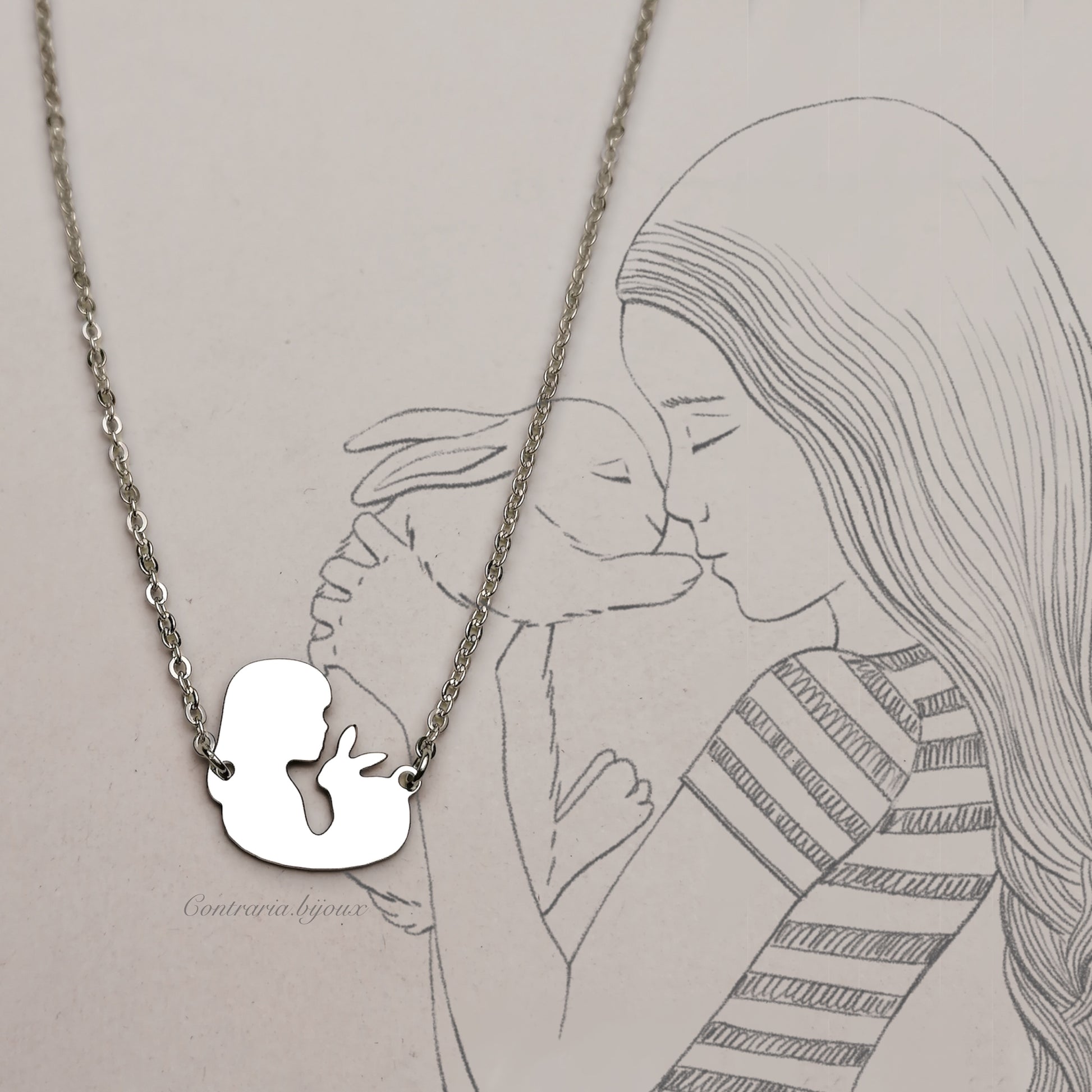Collana con Coniglio e Ragazza - ContrariaBijoux