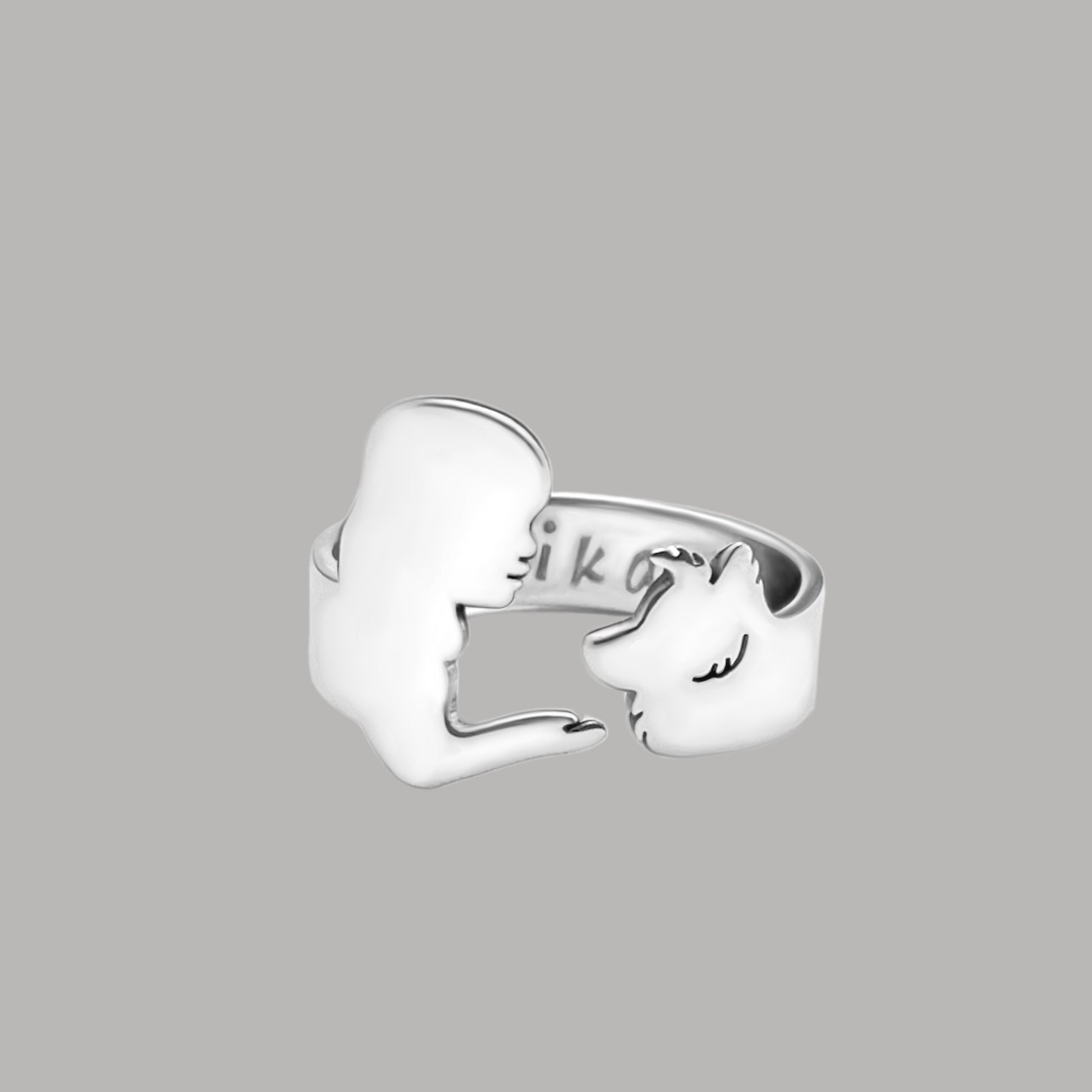 Anello cane Border Collie e ragazza - ContrariaBijoux