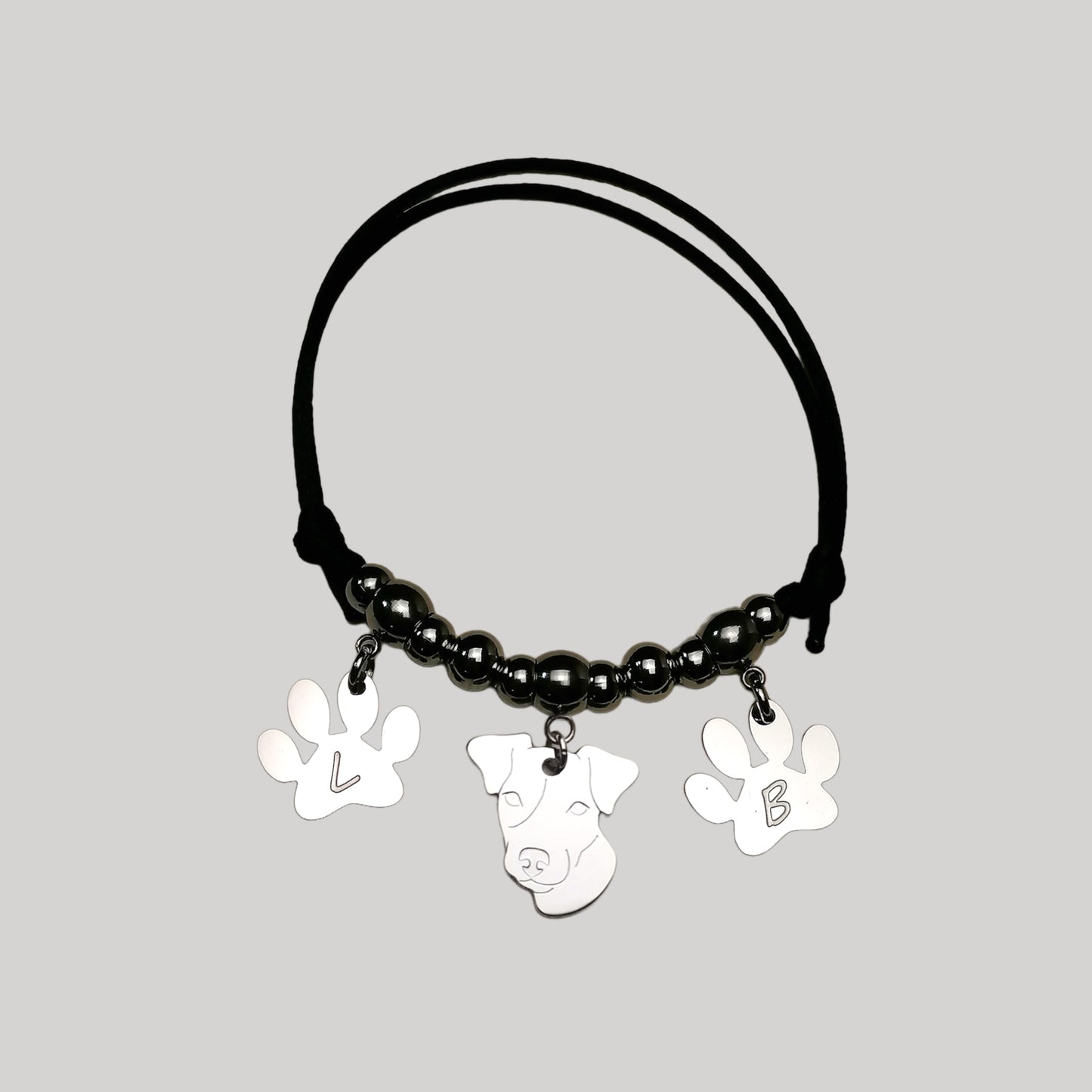 Bracciale Cane Jack Russell e zampa con iniziale incisa