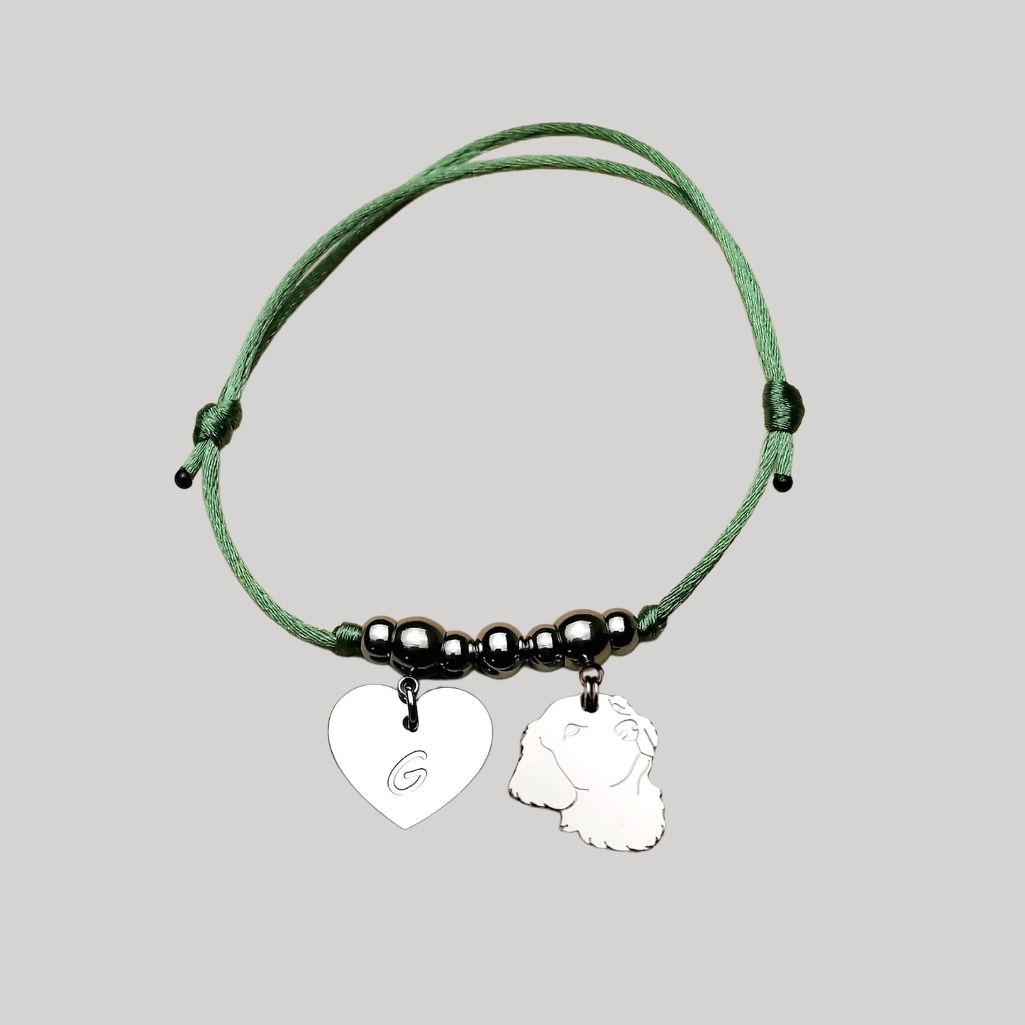 Bracciale cane Golden Retriever e zampa con lettera incisa