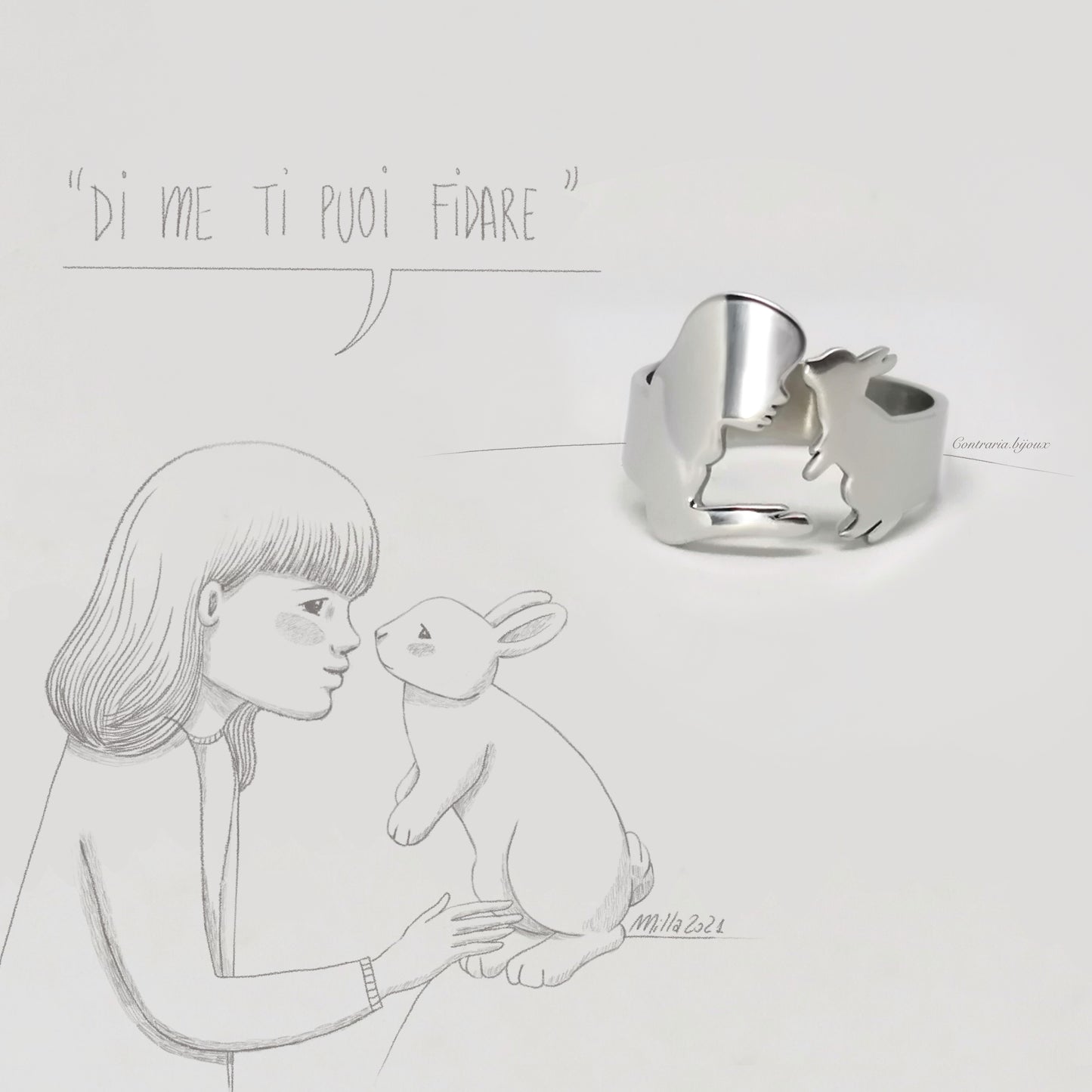 Anello Coniglio e ragazza - ContrariaBijoux