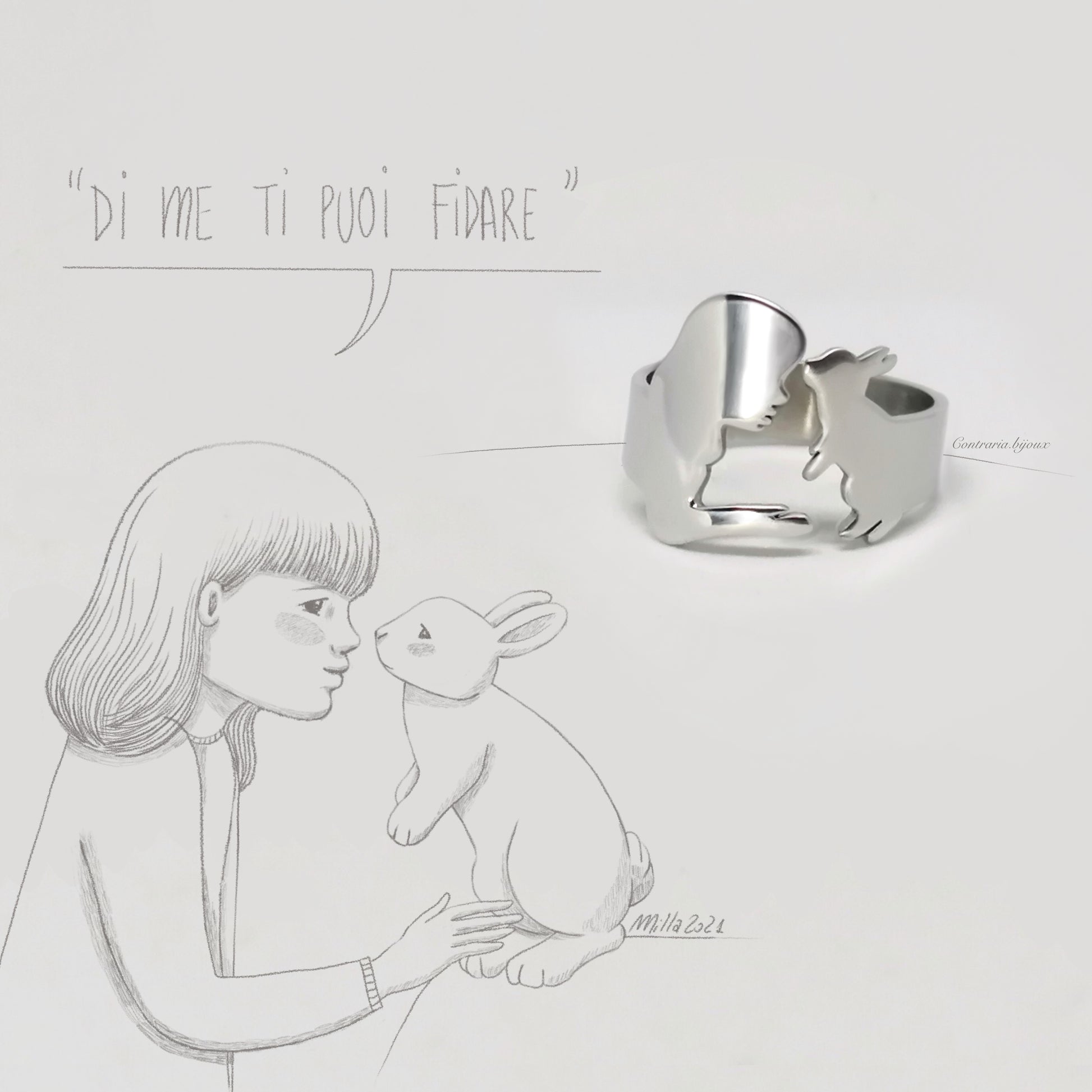 Anello Coniglio e ragazza - ContrariaBijoux