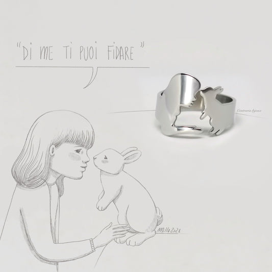 Anello Coniglio e ragazza - ContrariaBijoux