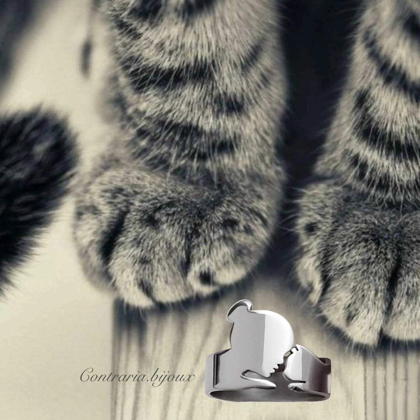 Anello Gatto e Ragazza, anello gatto personalizzato