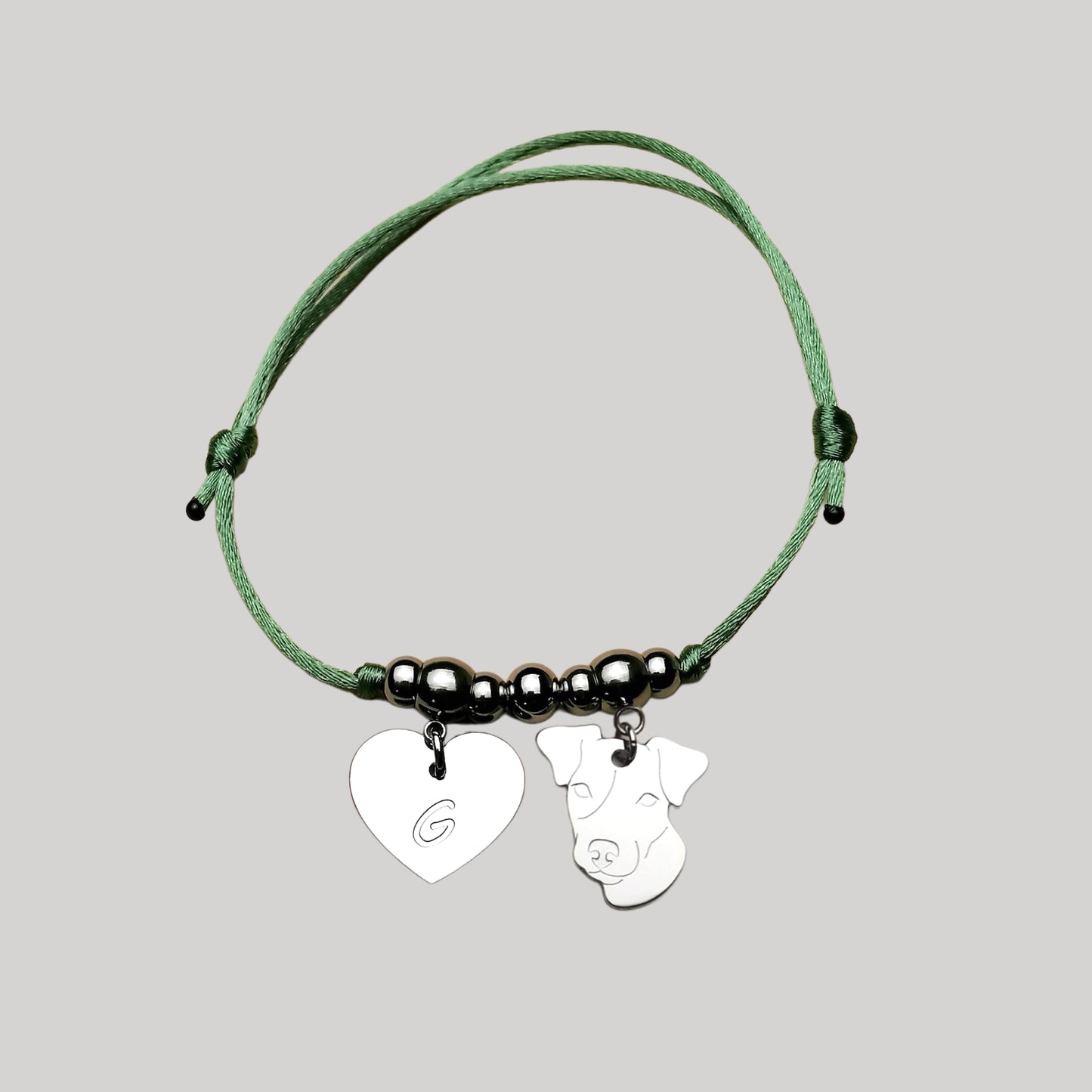 Bracciale Cane Jack Russell e zampa con iniziale incisa