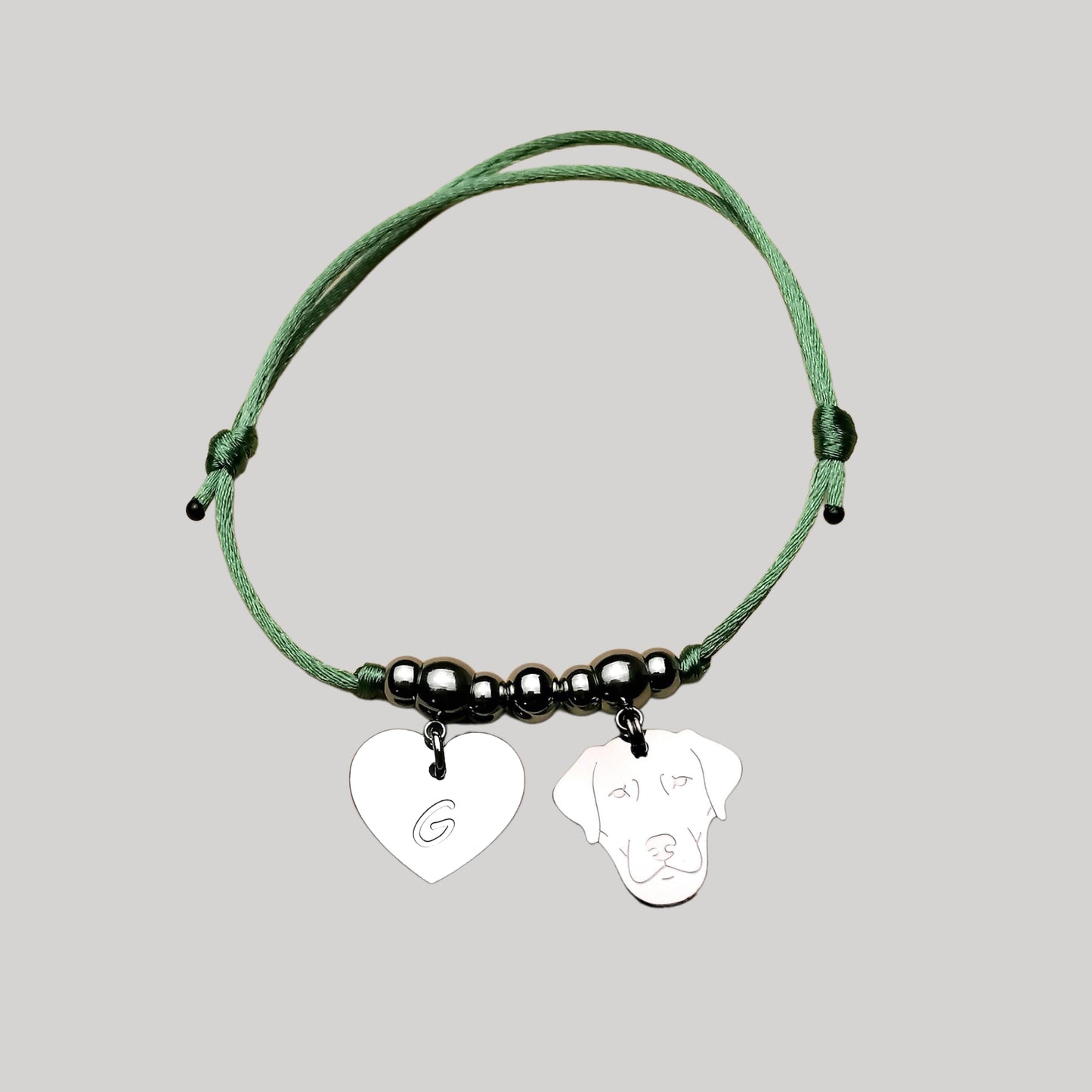 Bracciale Cane Labrador e zampa con lettera incisa