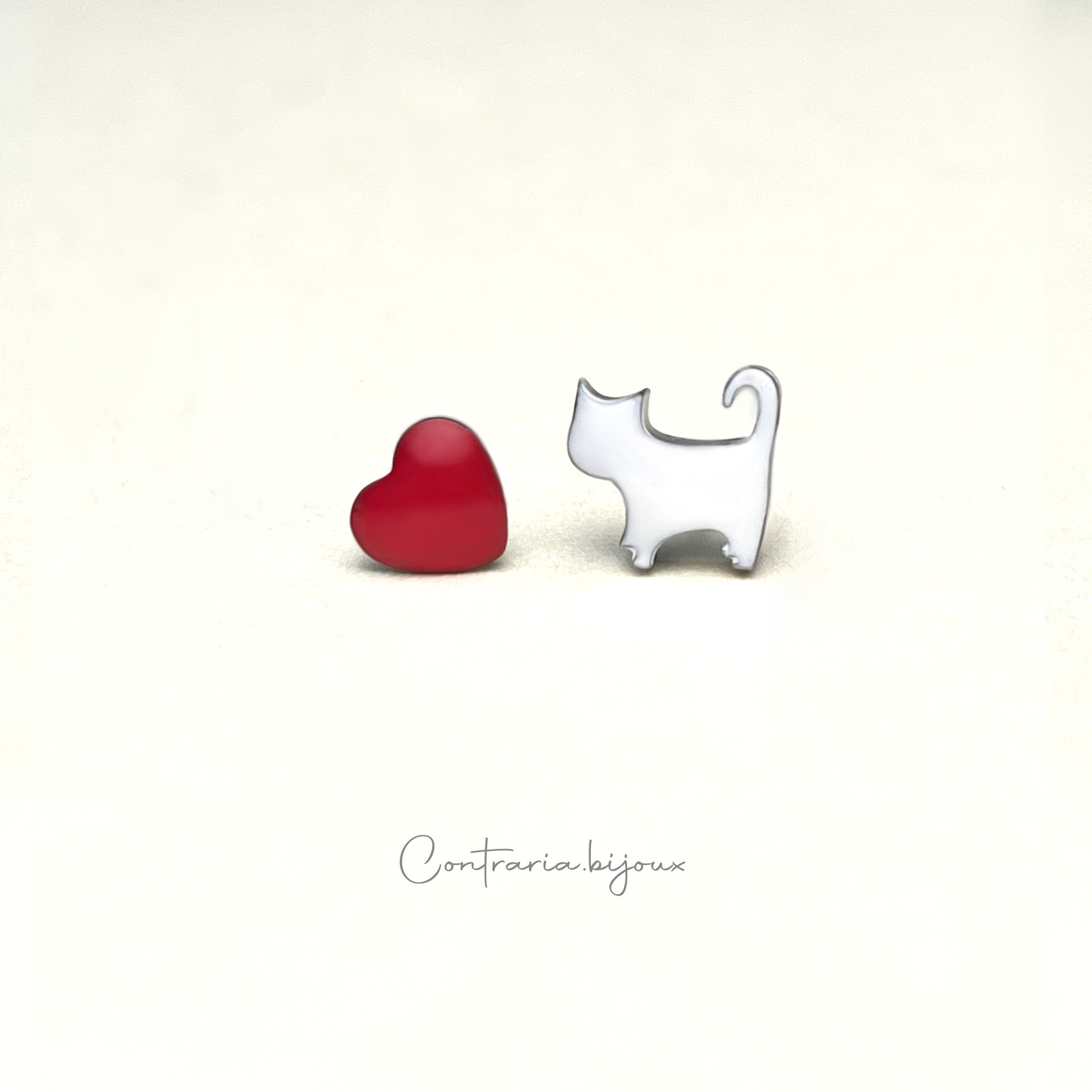 Orecchini zampa e cuore / Coniglio e cuore / Gatto e cuore / Riccio e Cuore / Giraffa e cuore - ContrariaBijoux