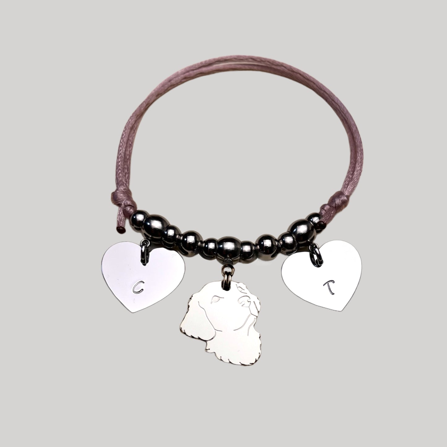 Bracciale cane Golden Retriever e zampa con lettera incisa