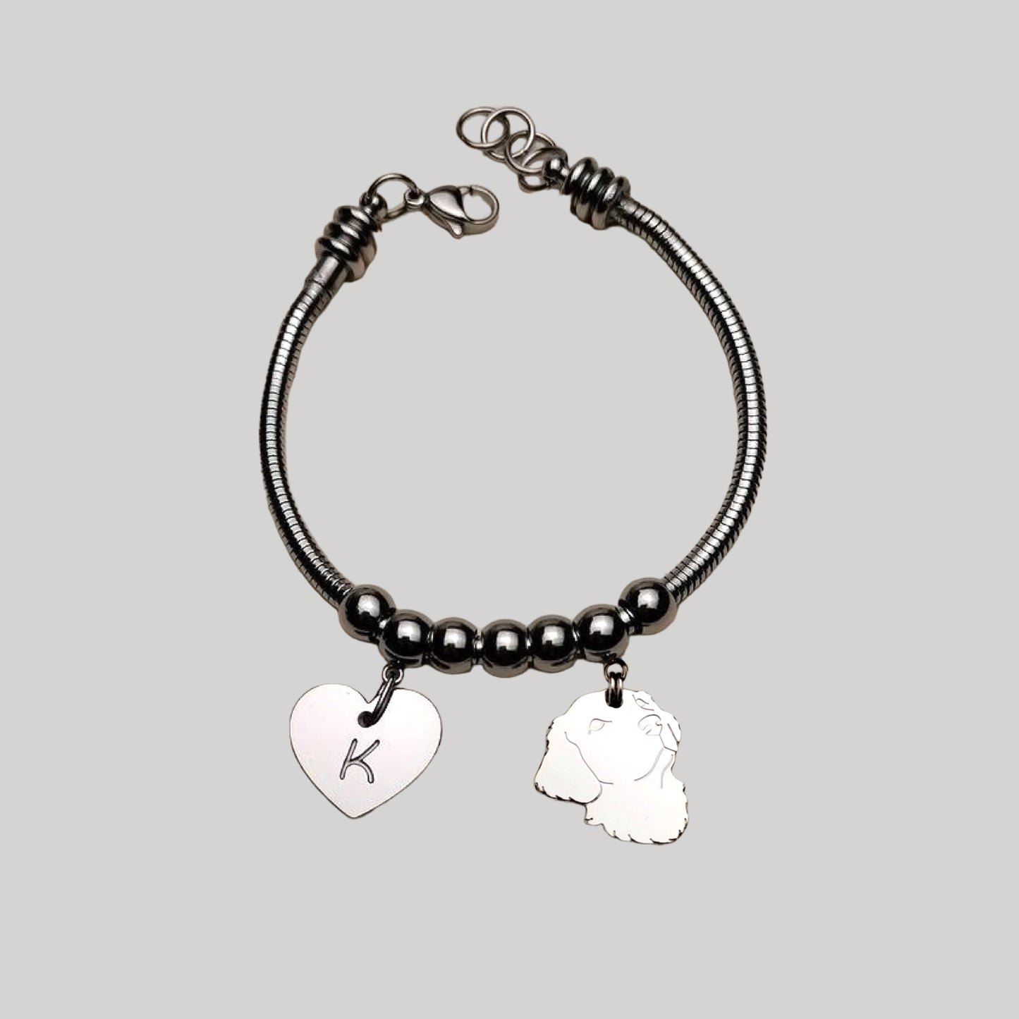 Bracciale cane Golden Retriever e zampa con lettera incisa
