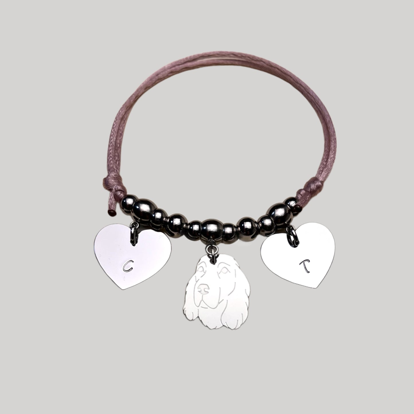 Bracciale cane Cocker e zampa con iniziale incisa