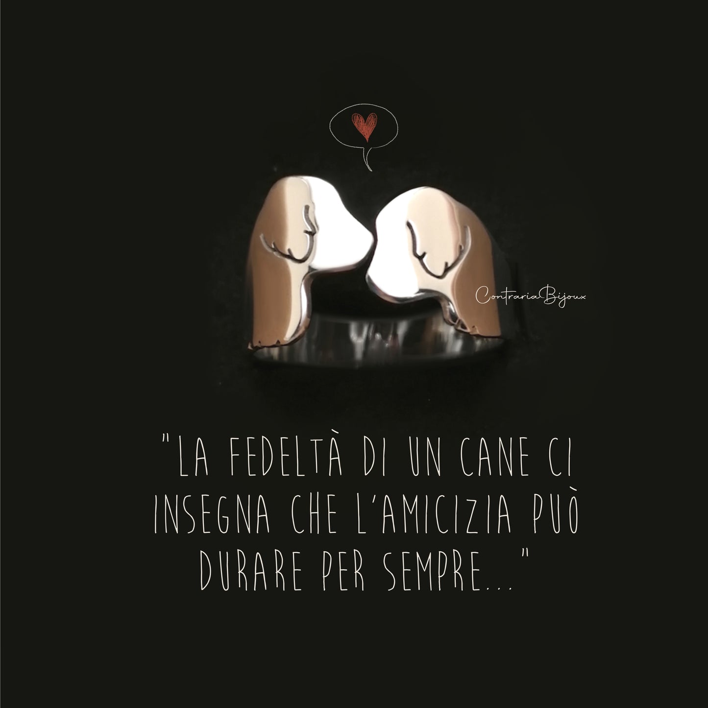 Anello Golden Retrievers innamorati - ContrariaBijoux