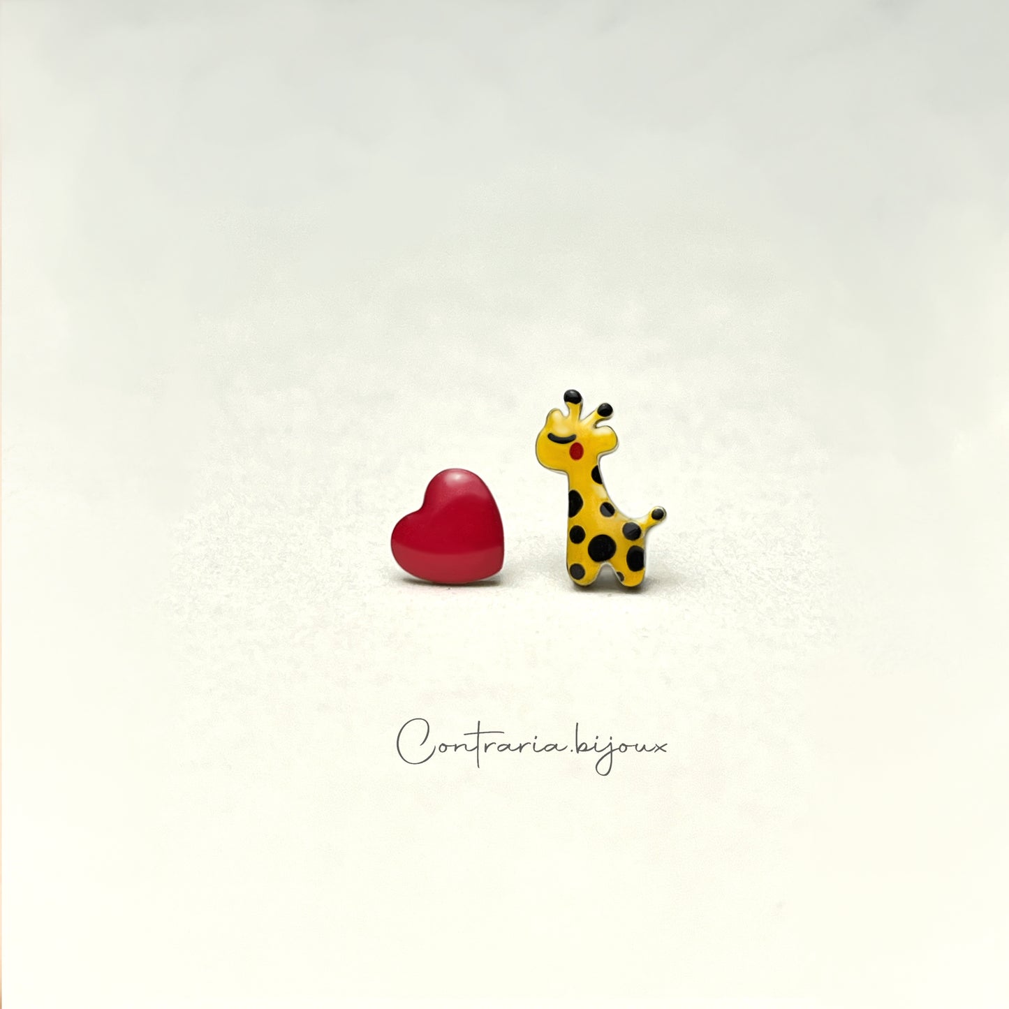 Orecchini zampa e cuore / Coniglio e cuore / Gatto e cuore / Riccio e Cuore / Giraffa e cuore