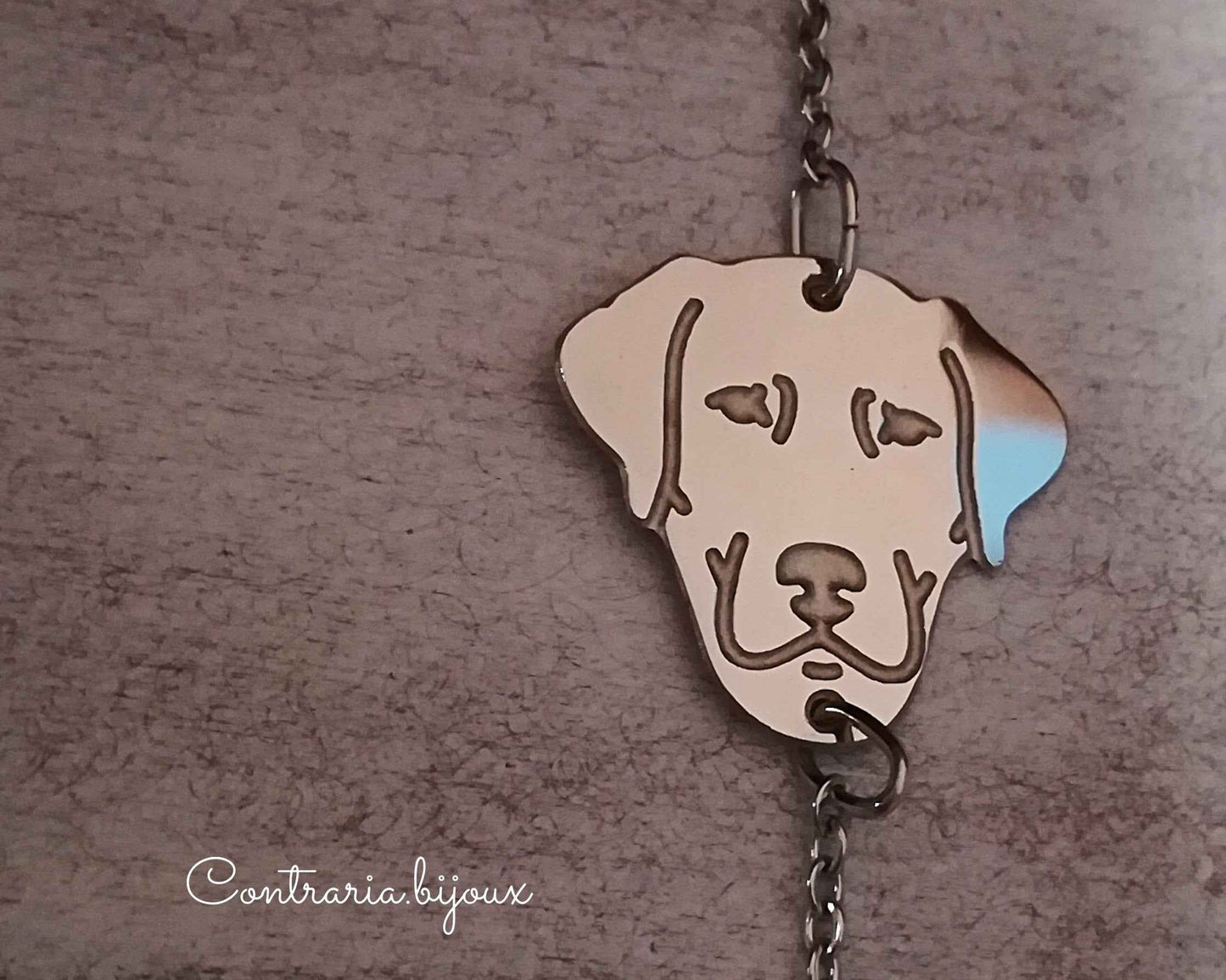 Bracciale catena cane Labrador, Bracciale Labrador personalizzato e zampa incisa