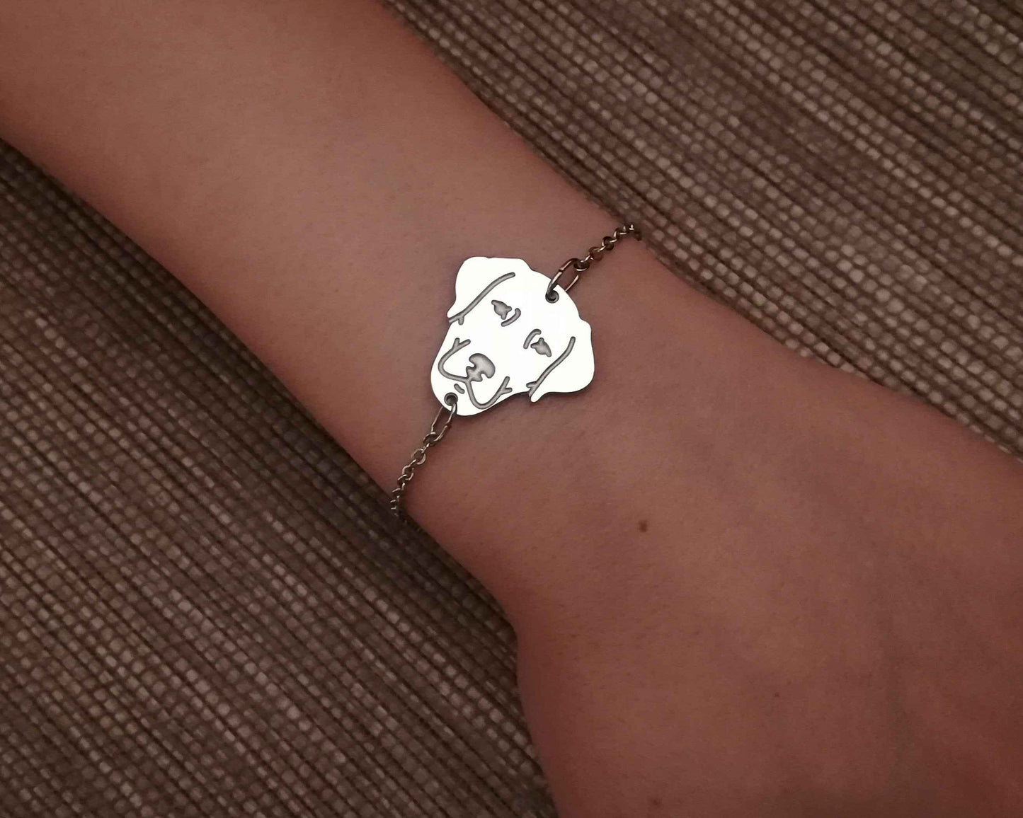 Bracciale catena cane Labrador, Bracciale Labrador personalizzato e zampa incisa