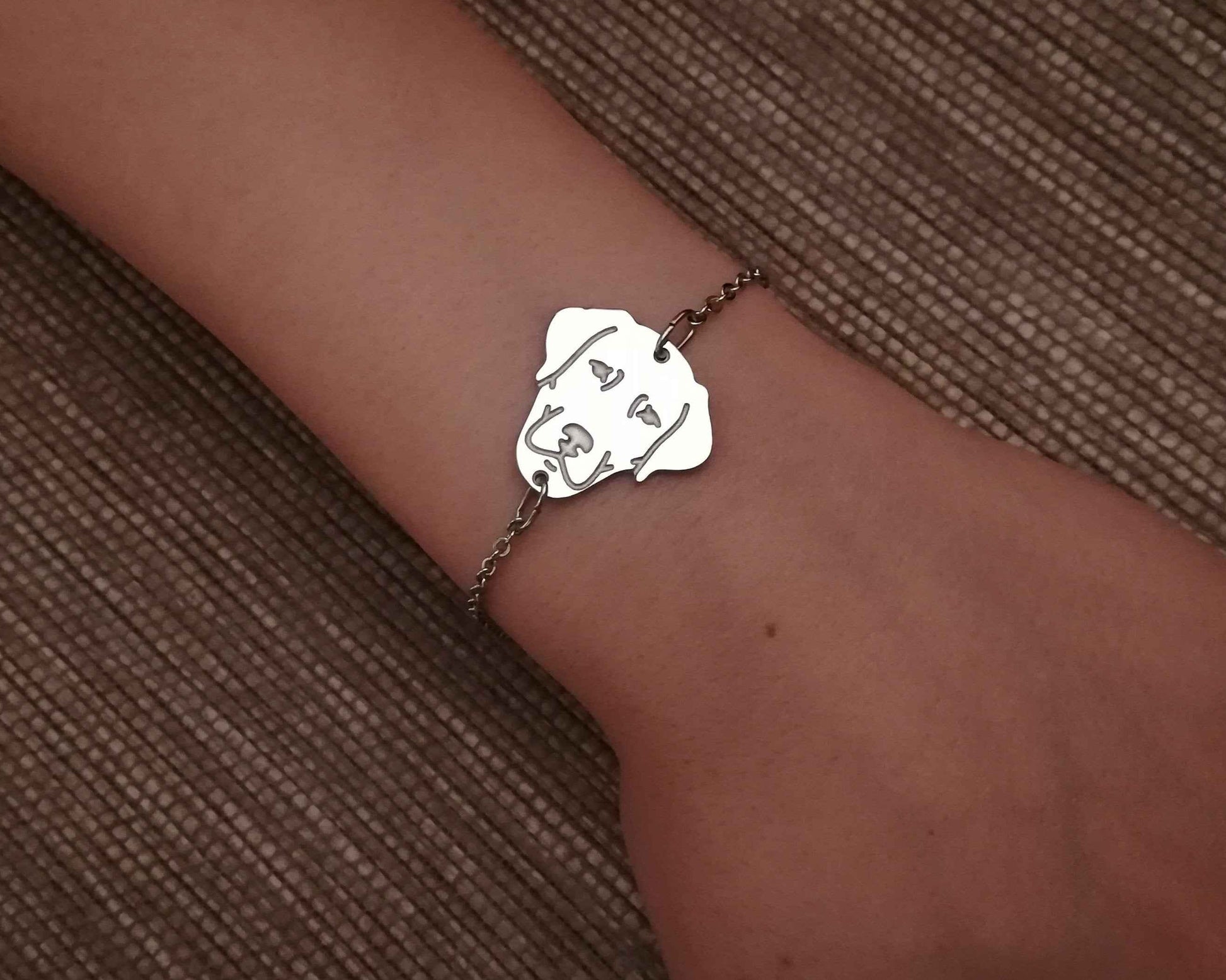 Bracciale catena cane Labrador, Bracciale Labrador personalizzato e zampa incisa