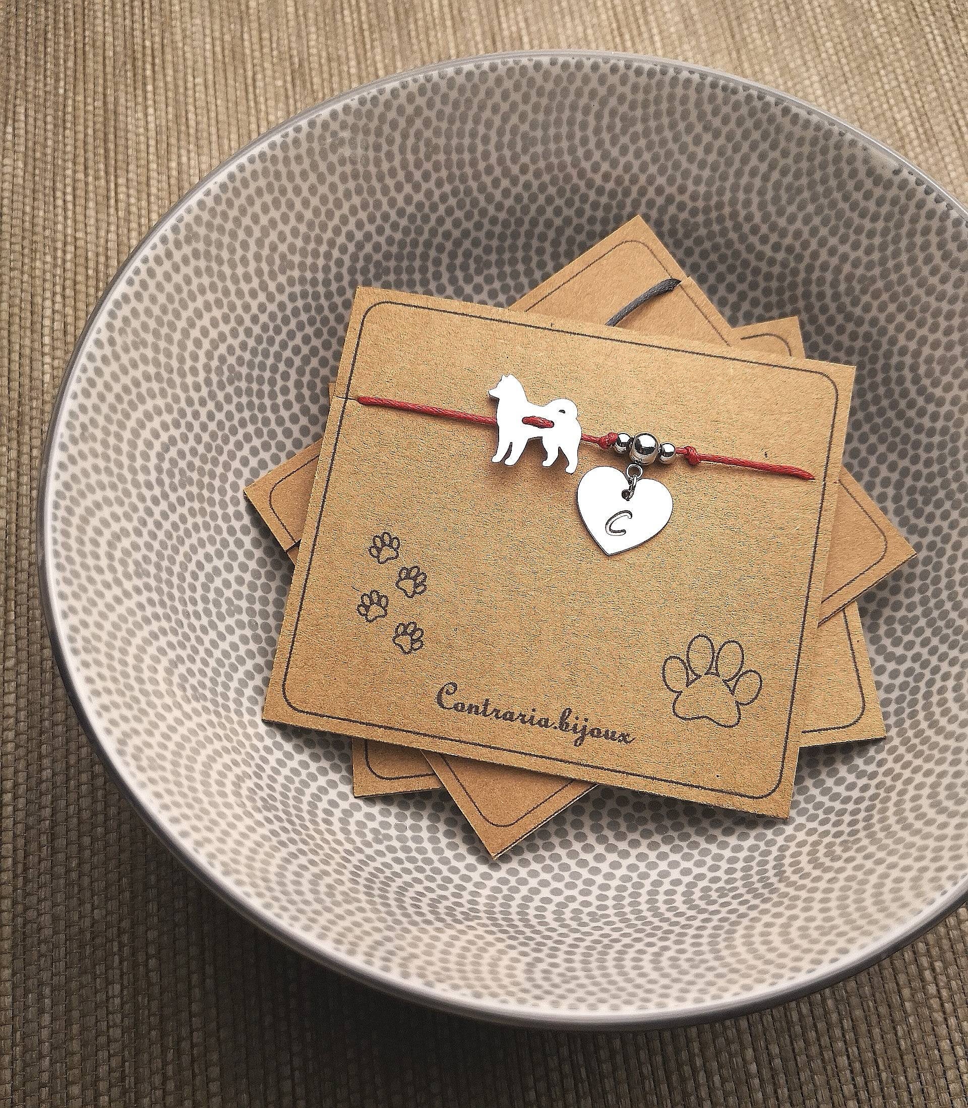 Bracciale Cane personalizzato e cuore/zampa con iniziale incisa - ContrariaBijoux