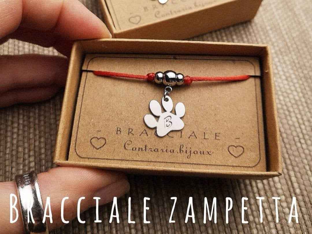 Bracciale Zampa personalizzato con iniziale incisa, bracciale zampa cane o zampa gatto
