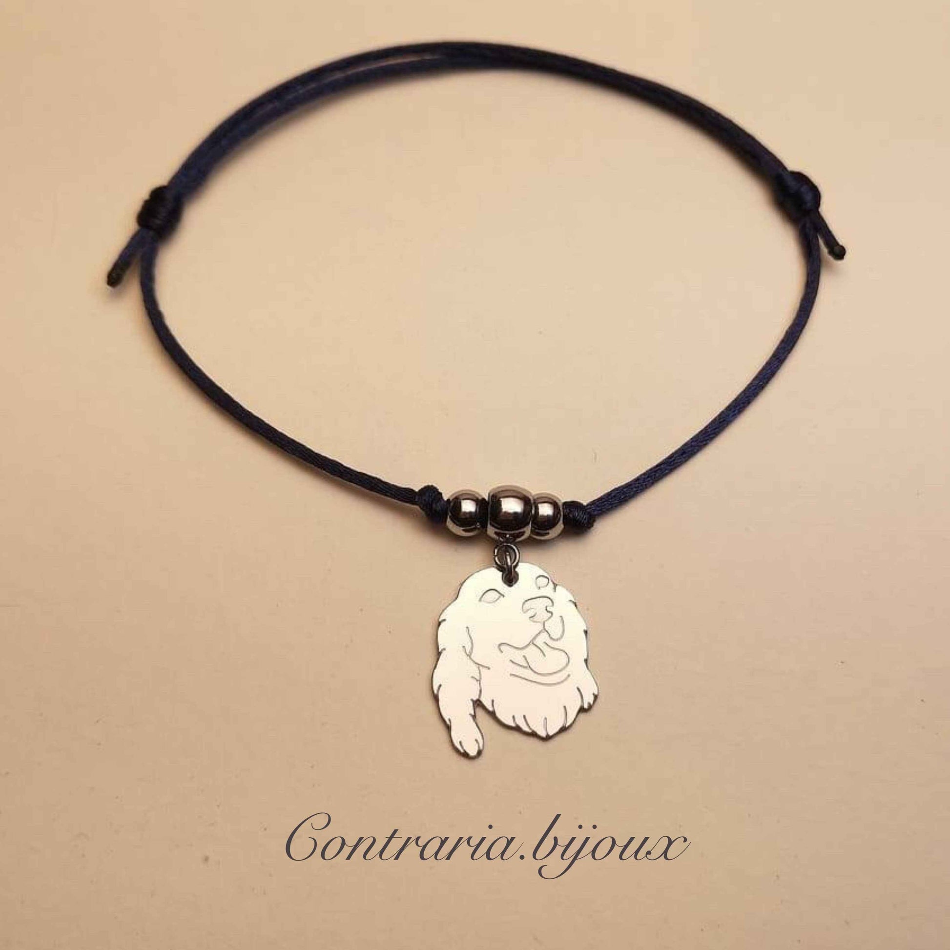 Bracciale Cane Setter e zampa con iniziale incisa