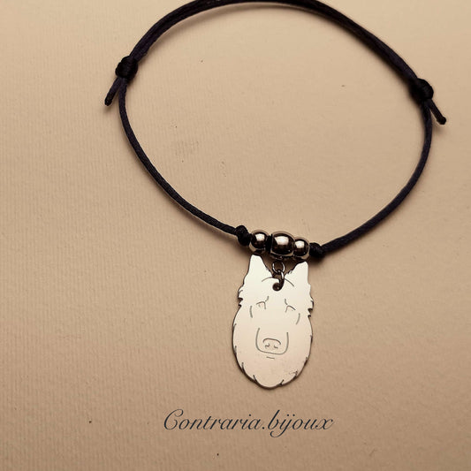 Bracciale cane Pastore Belga e zampa con iniziale incisa - ContrariaBijoux