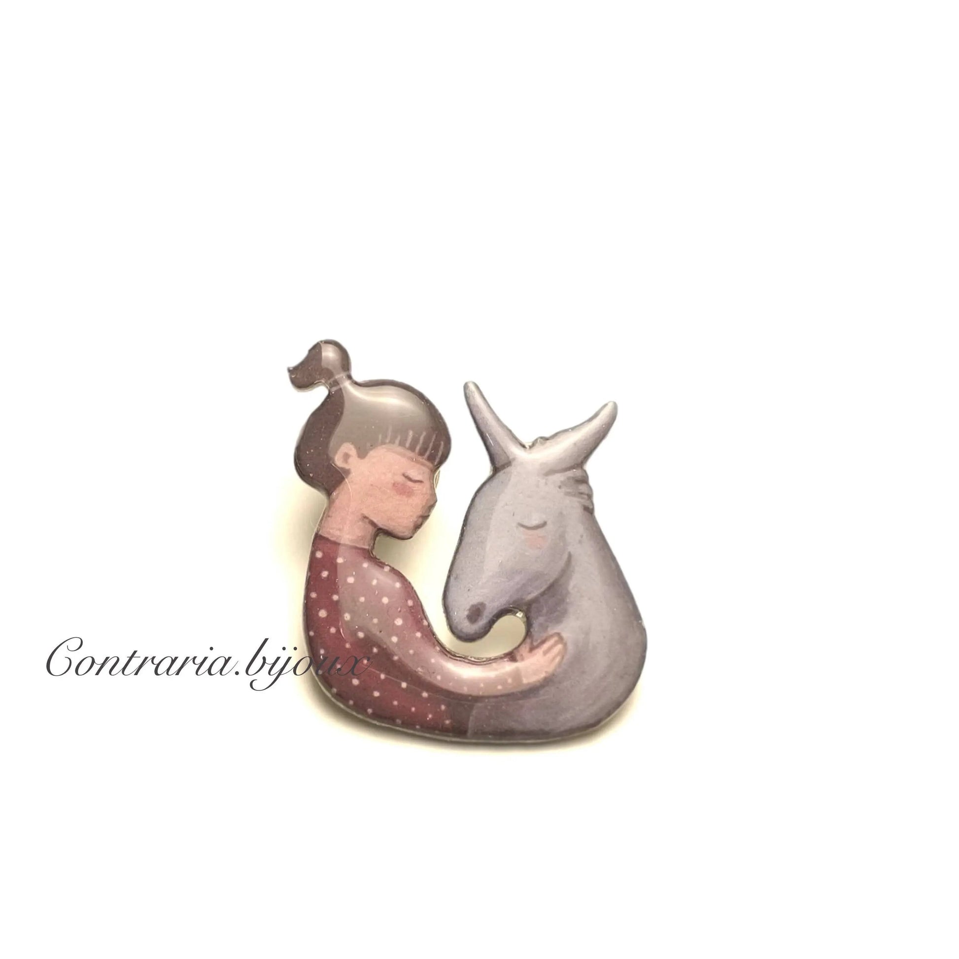 Spilla Asino e ragazza - ContrariaBijoux