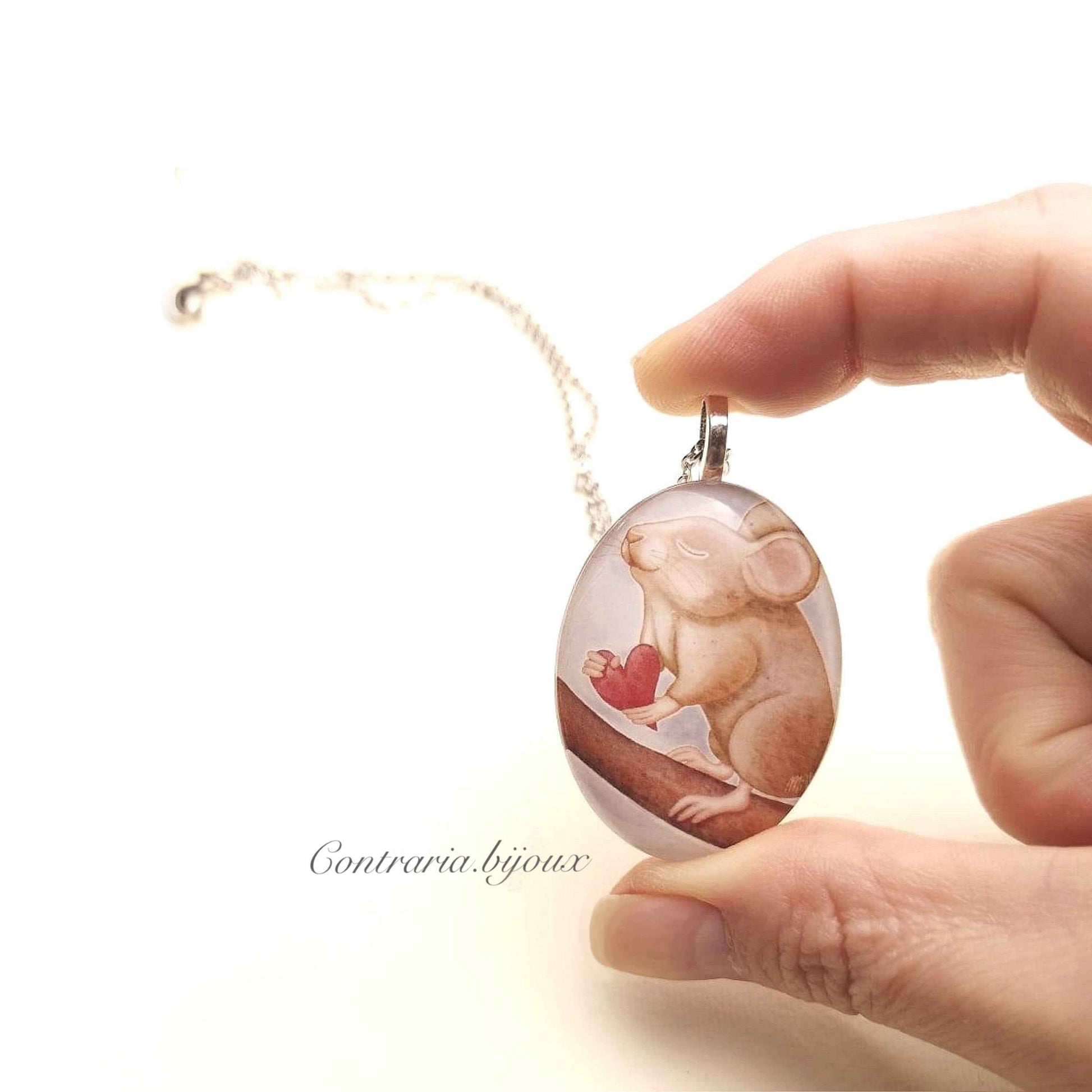 Collana con ciondolo topolino con cuore