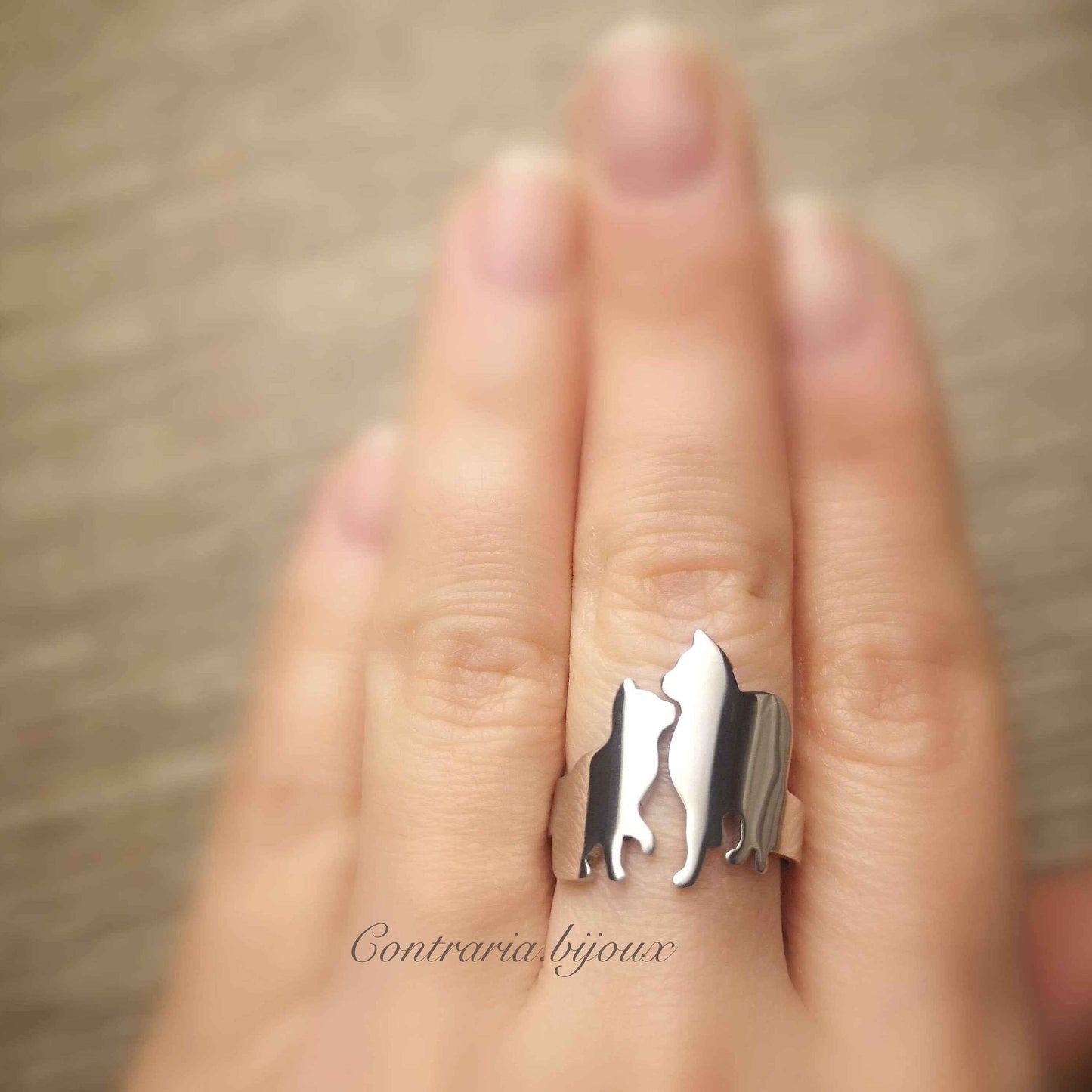 Anello Gatti, Anello due gatti, anello personalizzato gatti