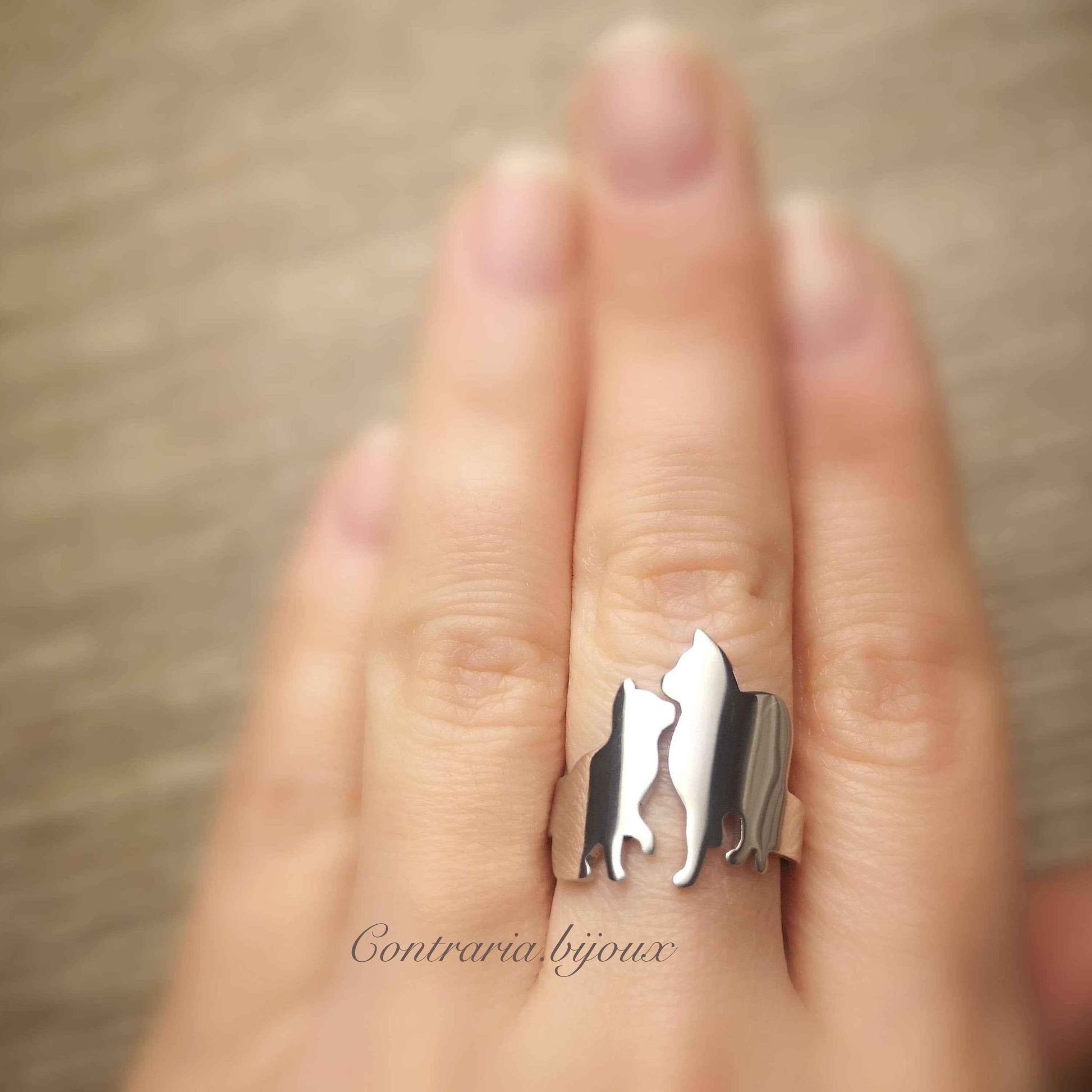 Anello Gatti, Anello due gatti, anello personalizzato gatti