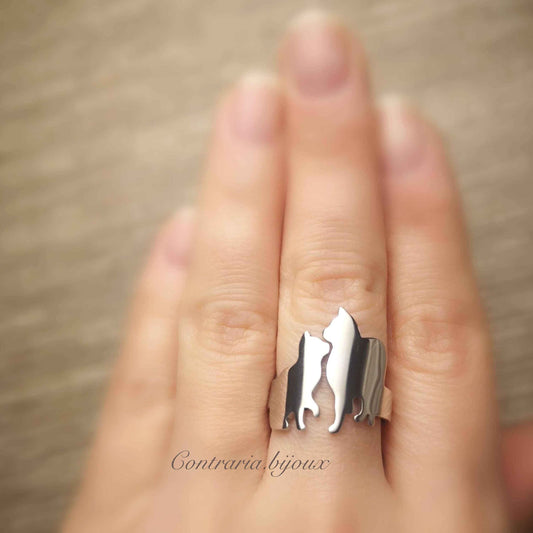 Anello Gatti, Anello due gatti, anello personalizzato gatti