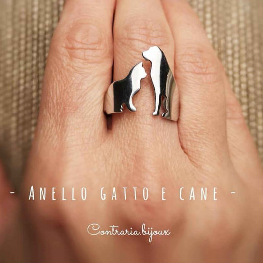 Anello Cane e Gatto personalizzato, anello gatto e cane