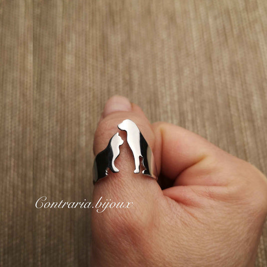 Anello Cane e Gatto personalizzato, anello gatto e cane
