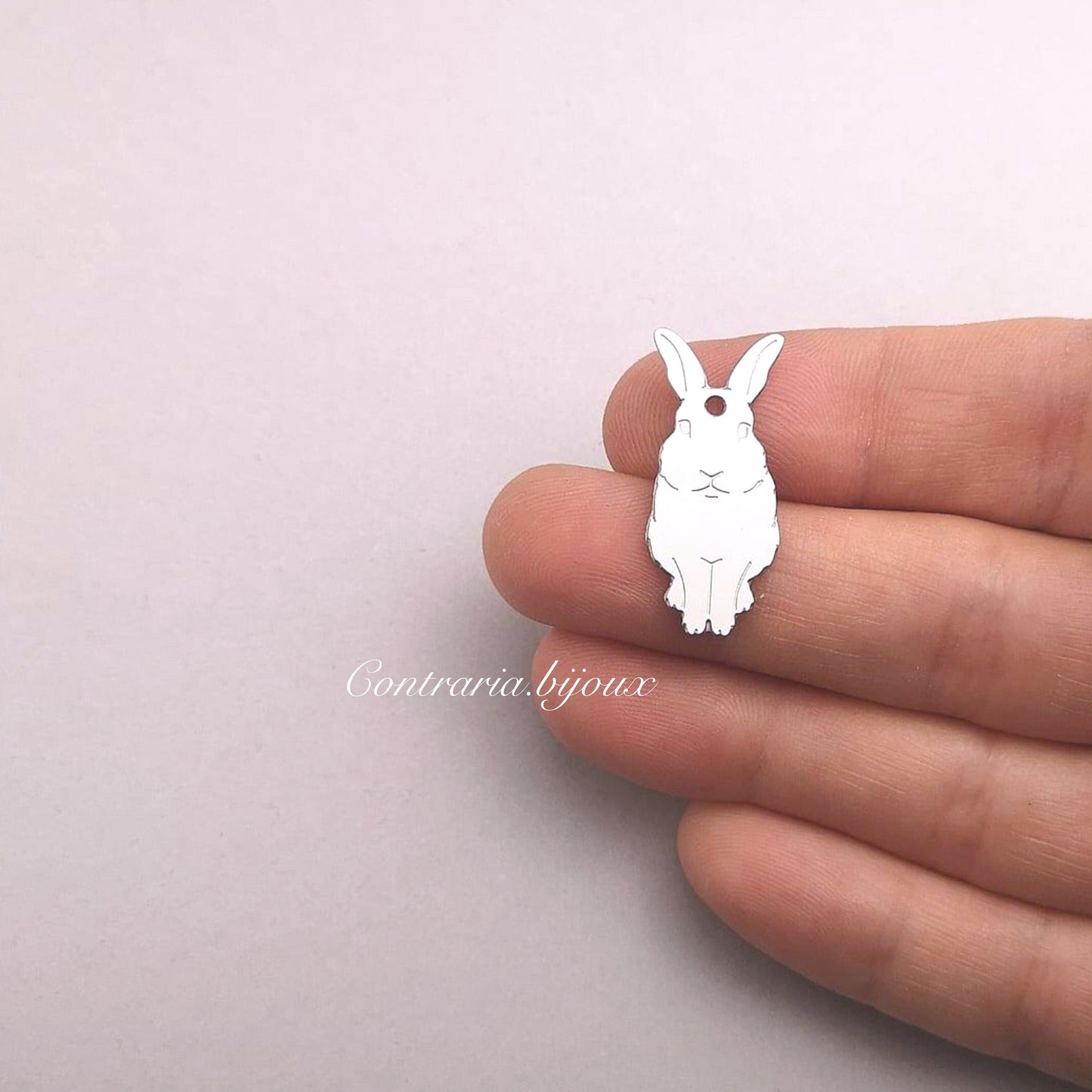 Bracciale Coniglio XL / Lepre e ciondolo cuore con iniziale incisa - ContrariaBijoux