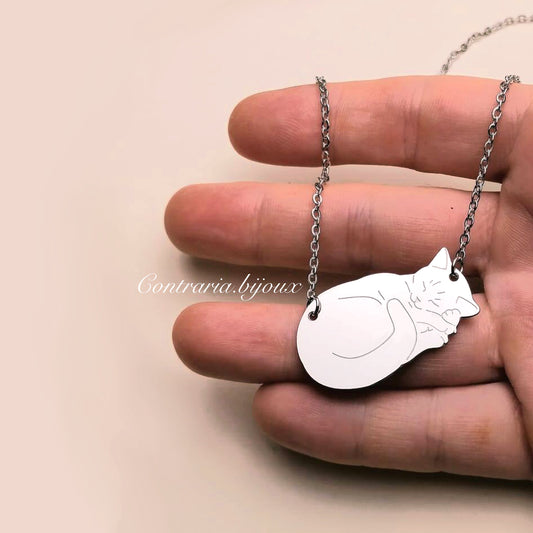 Collana Gatto accucciato - ContrariaBijoux