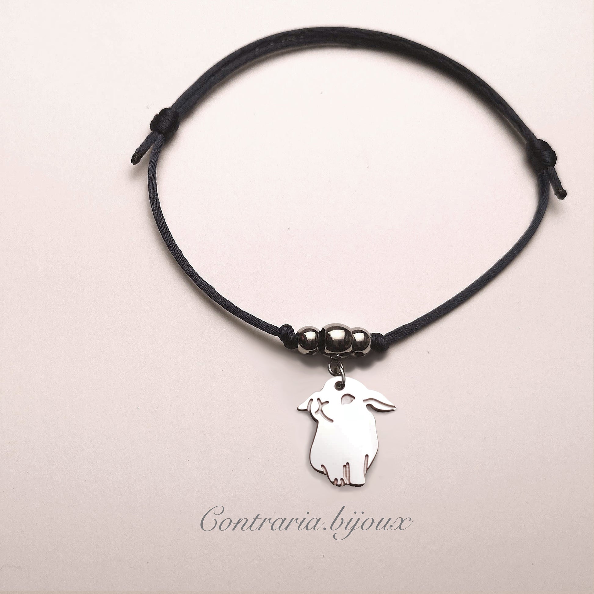 Bracciale Coniglio Ariete e cuore con iniziale incisa - ContrariaBijoux