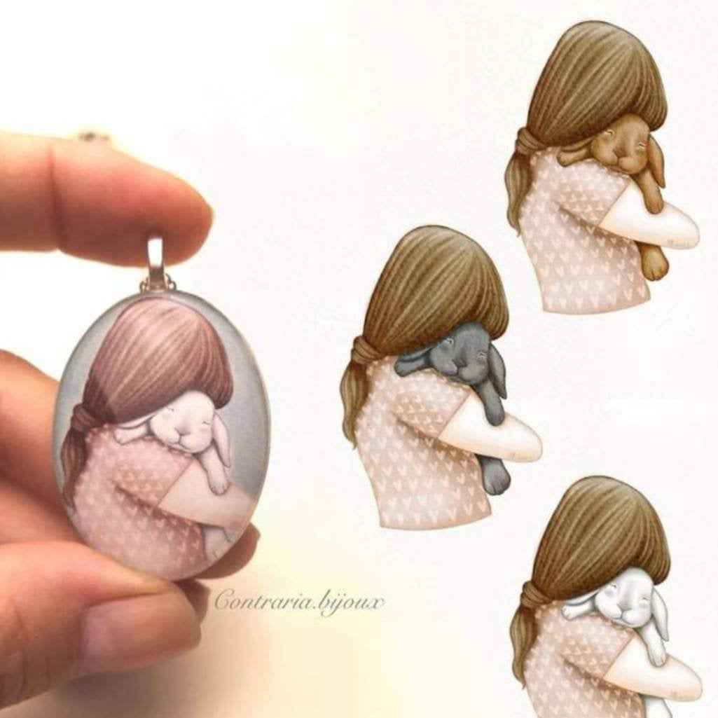 Collana con Ciondolo Coniglietto Ariete in Vetro