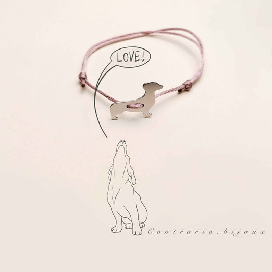 Bracciale sagoma cane bassotto, Bracciale personalizzato sagoma bassotto e zampa