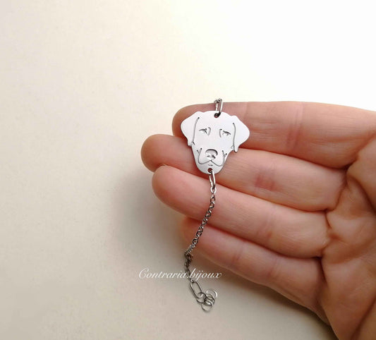 Bracciale catena cane Labrador, Bracciale Labrador personalizzato e zampa incisa