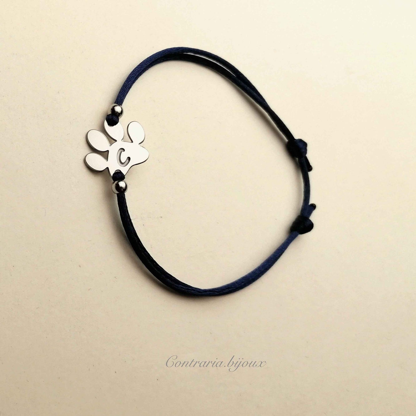 Bracciale Zampa personalizzato con "iniziale" incisa, Bracciale con zampe cane o gatto