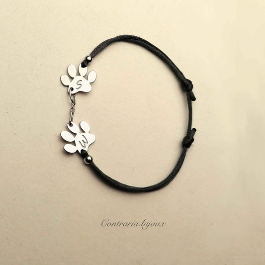 Bracciale Zampa personalizzato con "iniziale" incisa, Bracciale con zampe cane o gatto