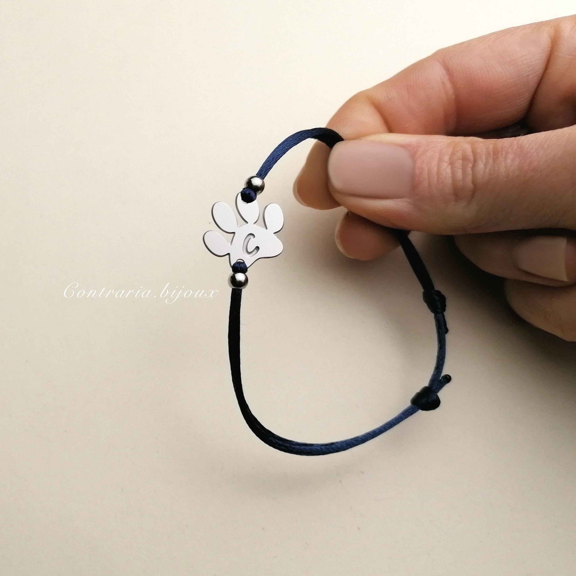 Bracciale Zampa personalizzato con "iniziale" incisa, Bracciale con zampe cane o gatto