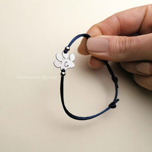 Bracciale Zampa personalizzato con "iniziale" incisa, Bracciale con zampe cane o gatto