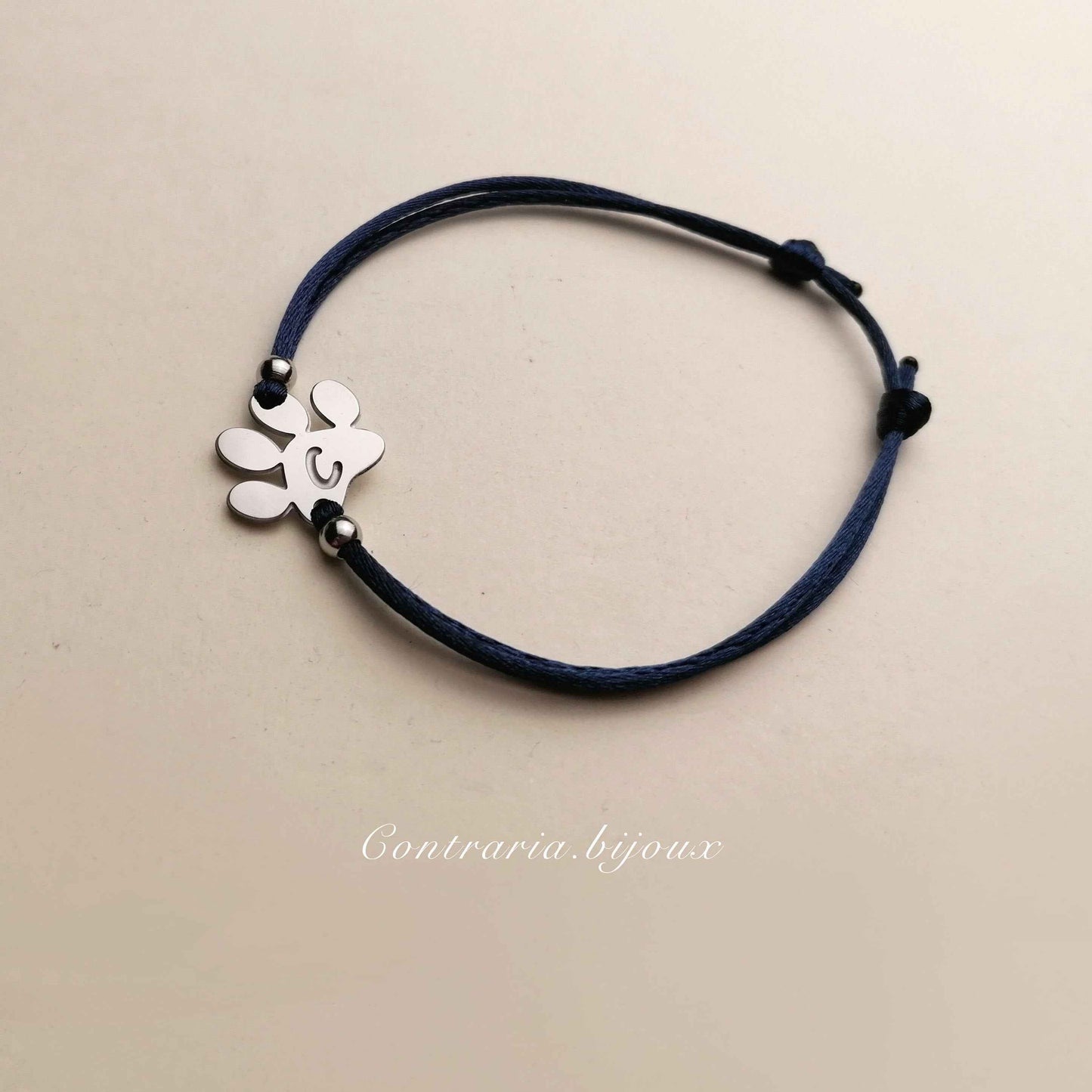 Bracciale Zampa personalizzato con "iniziale" incisa, Bracciale con zampe cane o gatto