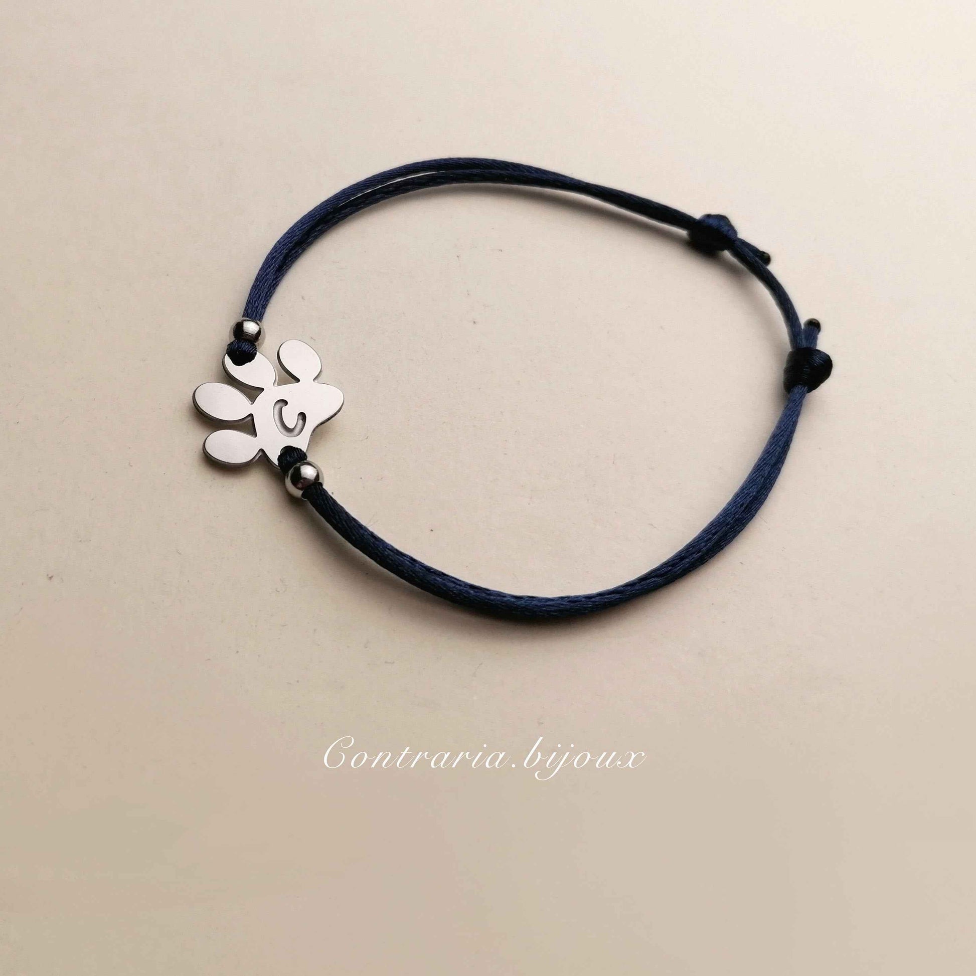 Bracciale Zampa personalizzato con "iniziale" incisa, Bracciale con zampe cane o gatto