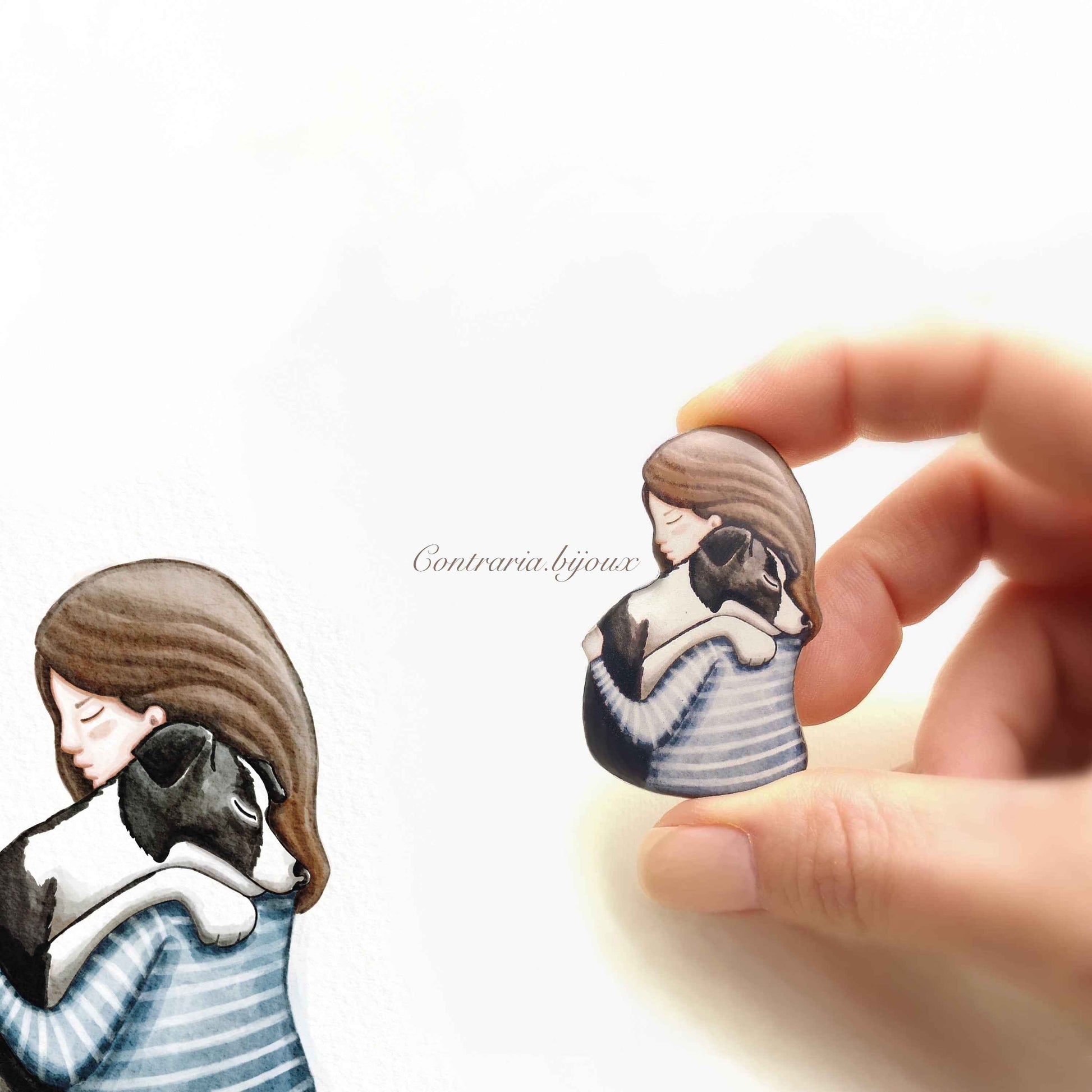 Spilla ragazza e border collie