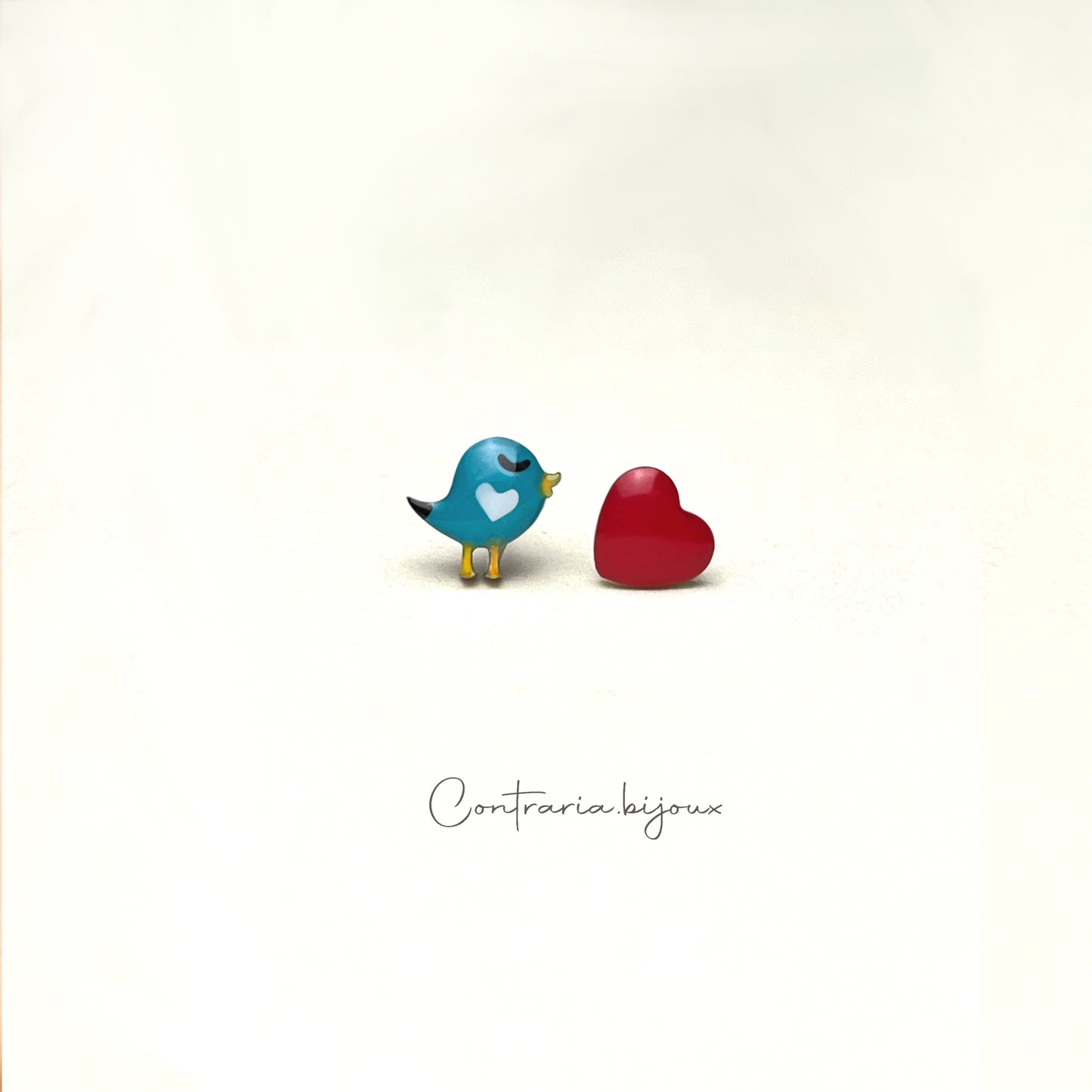 Orecchini cuore e Balena / cuore e uccellino /  cuore e Cane - ContrariaBijoux