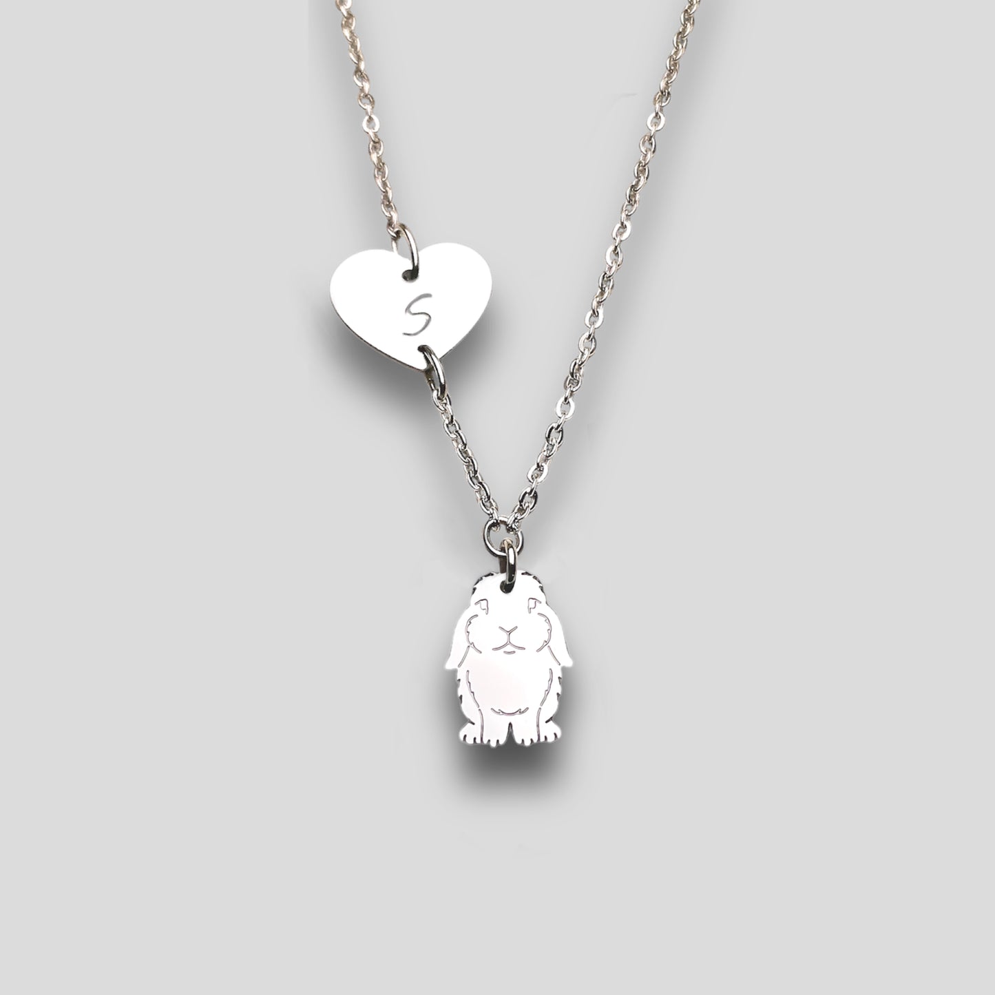 Collana coniglio Ariete , Collana con ciondolo coniglio ariete personalizzato con cuore e nome - ContrariaBijoux