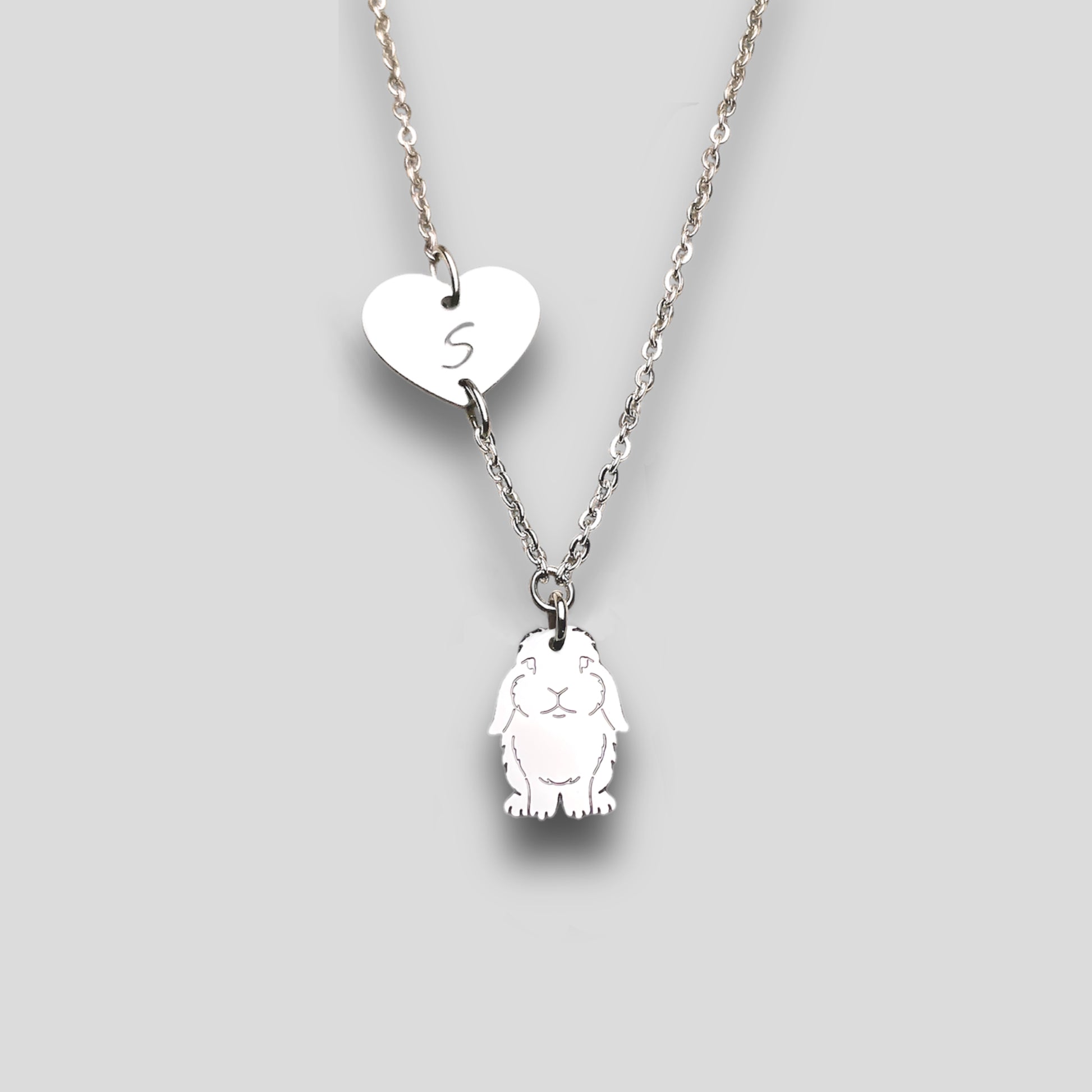 Collana coniglio Ariete , Collana con ciondolo coniglio ariete personalizzato con cuore e nome - ContrariaBijoux