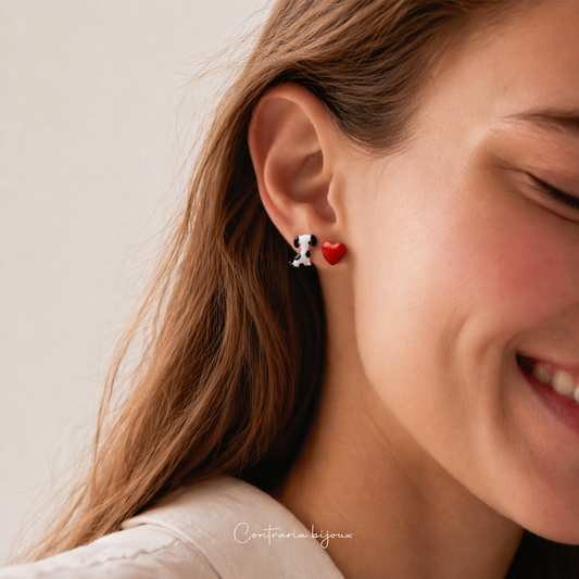 Orecchini Cane e Cuore - Eleganti Orecchini con Design Unico - ContrariaBijoux