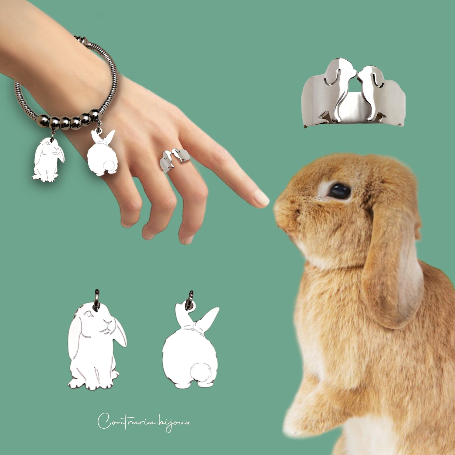 Orecchini a forma di coniglio stile carino Orecchini a forma di coniglio stile carino